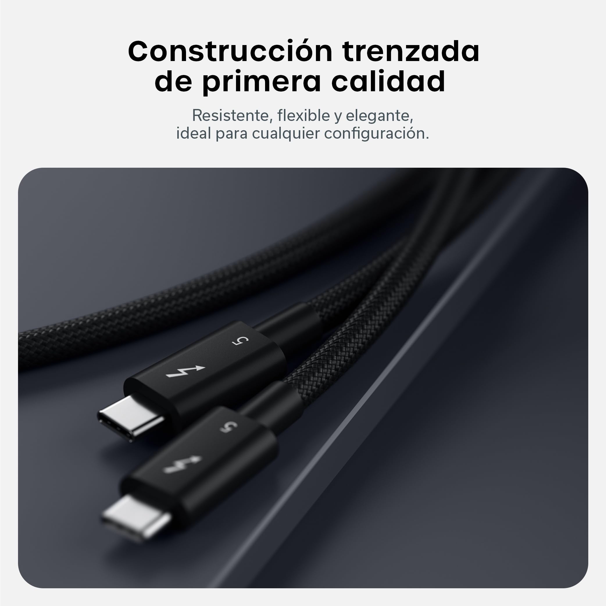 SATECHI Cable Thunderbolt 5 Certificado 240W, Datos a 120Gbps, Doble 8K@60Hz y Triple 4K@144Hz, Cable Trenzado Thunderbolt 5/4/3 USB-C para MackBook Air/Pro/Neo, iPhone, Portatil, PC y más