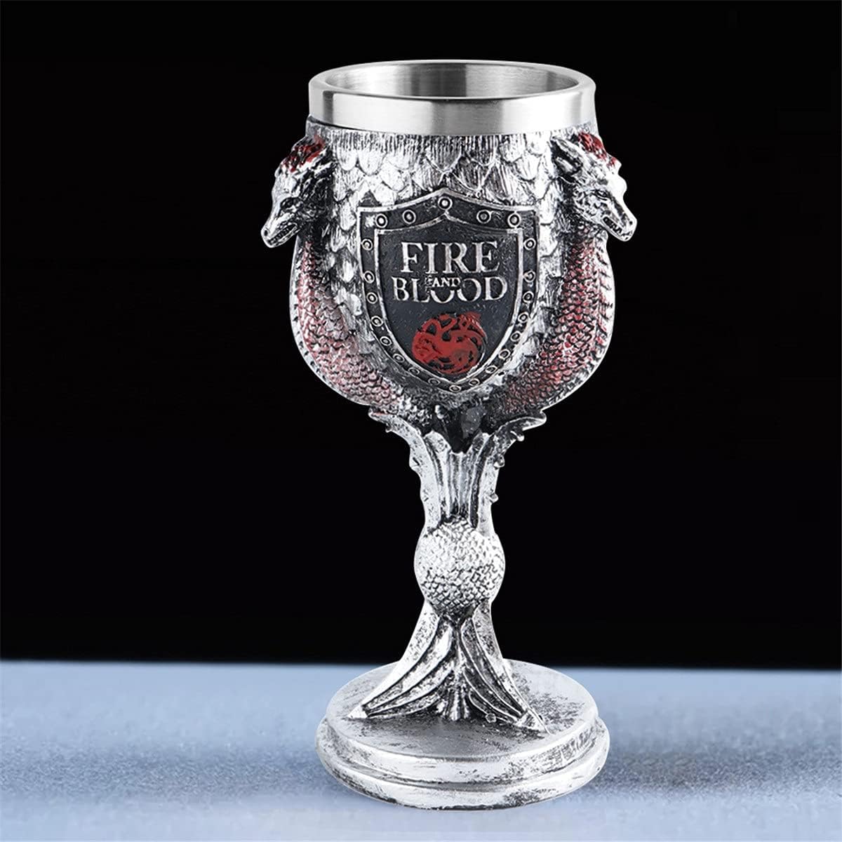 Novelty Bar Wine Glass Stainless Steel Medieval Chalice Cup Drinking Goblet Home Bar Decor 3D Design Golbet Drinking Cup Medieval Wine Glass (Color : Painted Size : 7x18cm)