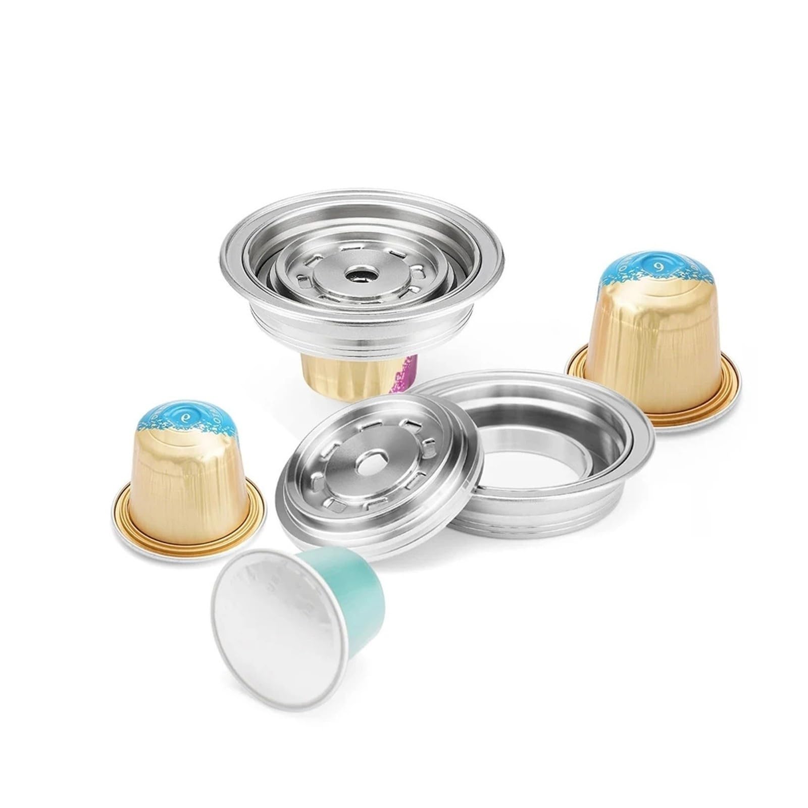 Convertidor De Adaptador De Acero Inoxidable De Cápsula De Café Reutilizable | Compatible Con ICafilas ,Compatible Con Nespresso Vertuo Vertuo Next Pop Machine Capsule Insert Inserto De Cápsula(40ml-80ml)