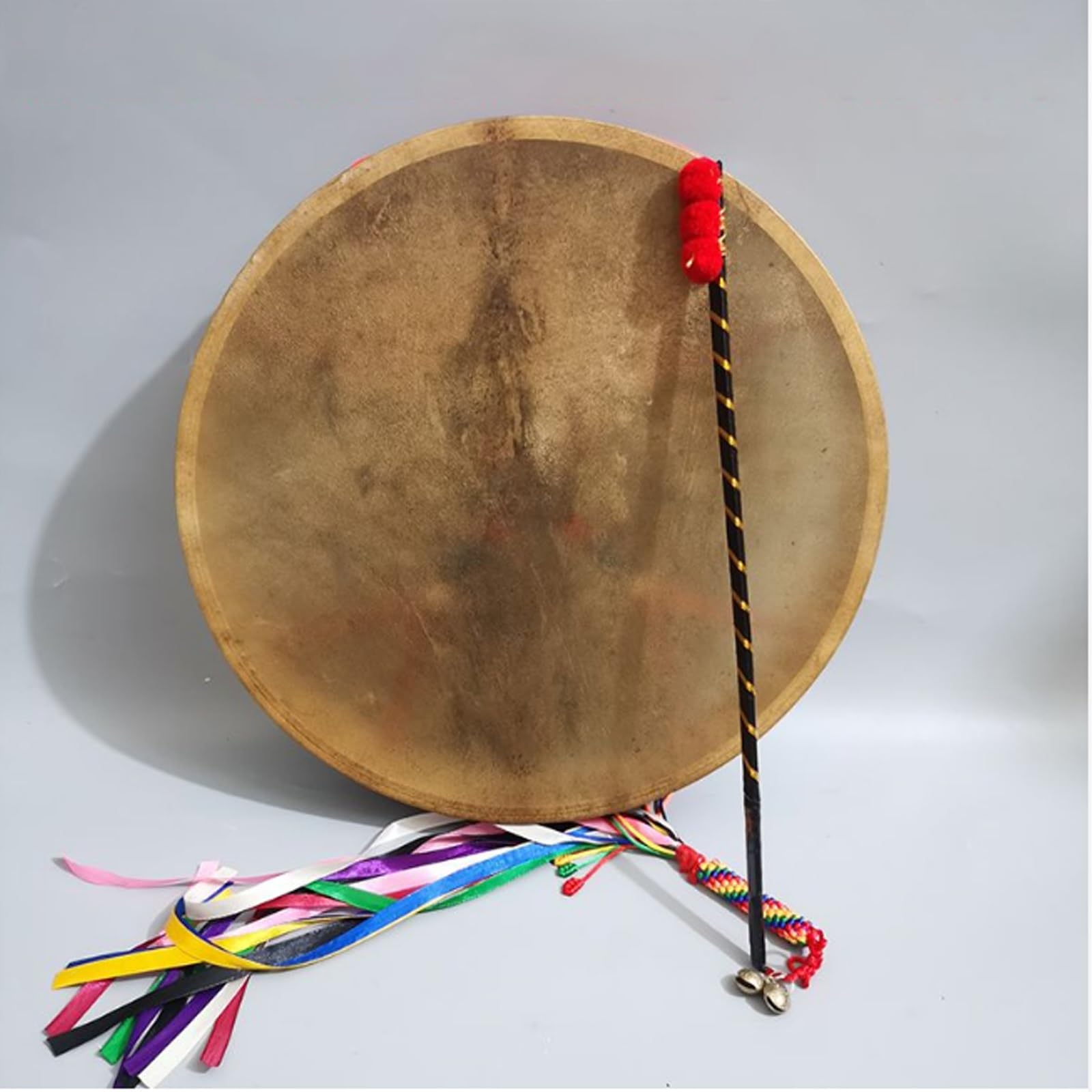 AHUAN Instrument Perkusyjny Bęben Ramowy dla Początkujących, Miłośnik Muzyki Wykonane Ręcznie Bęben Szamański Na Koncert, Tradycyjny Bęben Ramowy Z Pałką Perkusyjną(50cm,Set A)