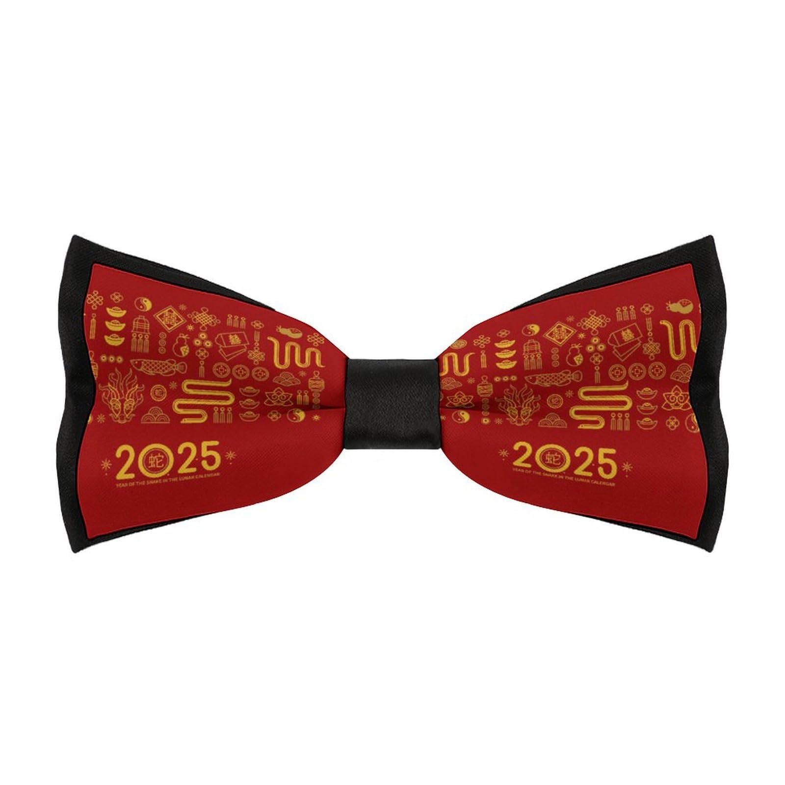 JYYAU Year Of The Snake 2025 Happy Chinese New Year 2025 Bow Tie Adjustable Necktie For Men Business Fashion Pre-tied Tie Neckwear Novelty Accessory For Weddings Party Festival