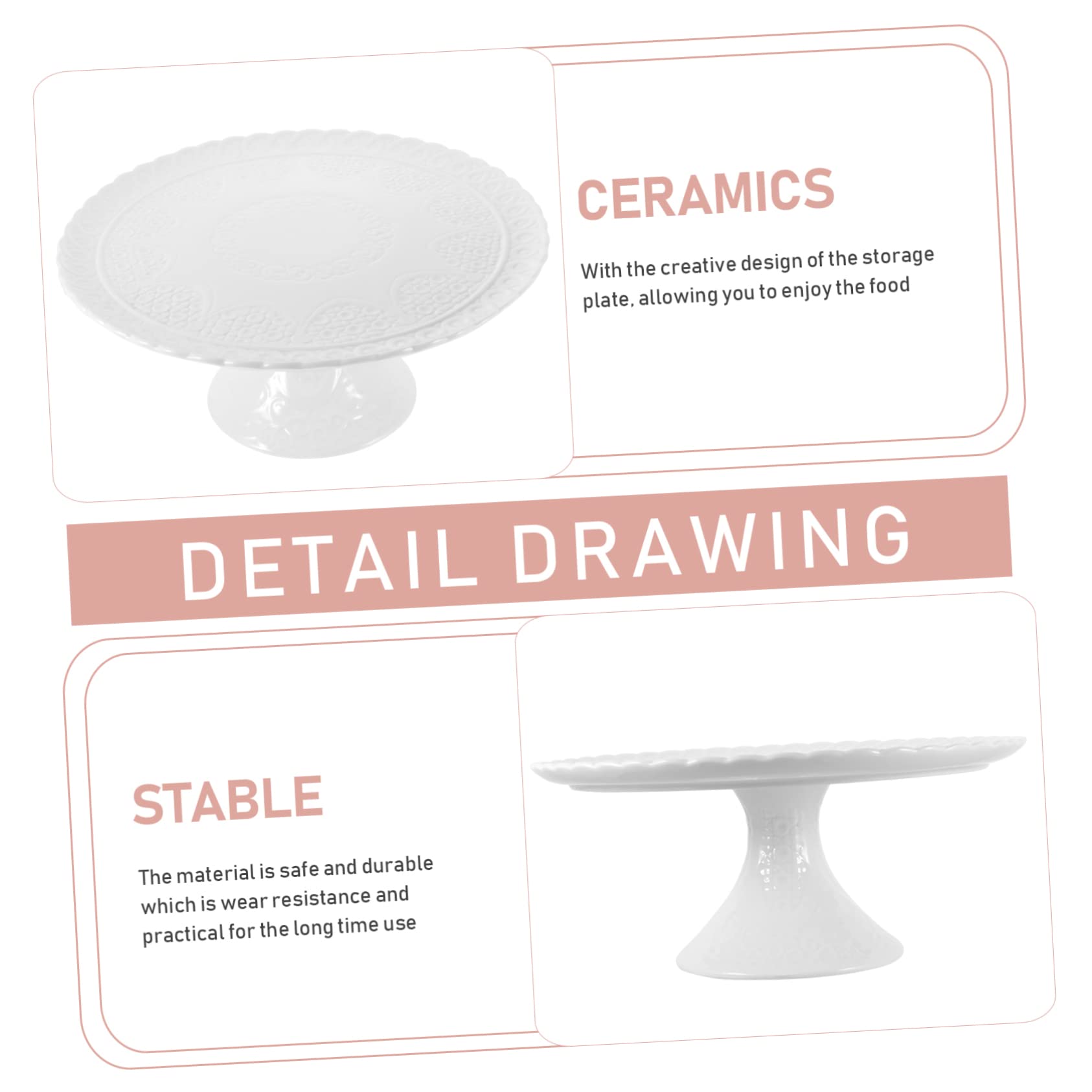 COLLBATH Alzatina per Torta in Ceramica Bianca, Vassoio Alto per Dolci | Design Semplice e Creativo, Resistente All’usura, per Servizio Tavola in Ristoranti e Cucine