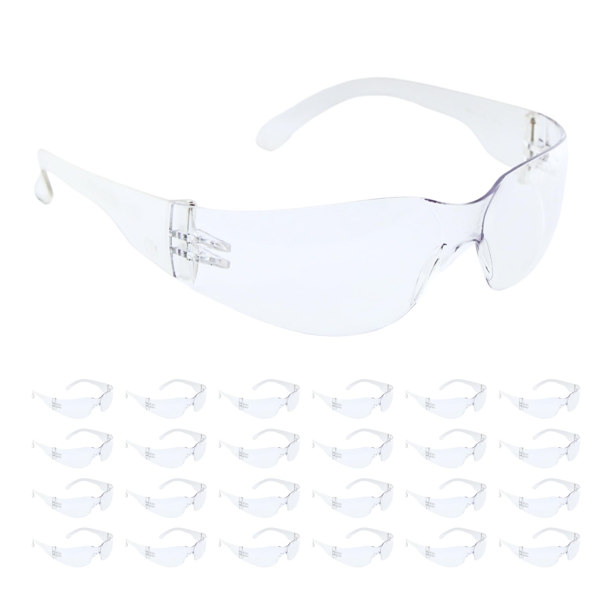 United Safety Supply - Clear Safety Glasses - Bulk 24 Pack - ANSI Z87.1 Impact Resistant Polycarbonate Lens - Protective Wrap Around Eyewear