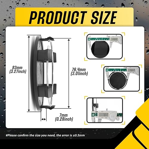 Miniatura 3 de DewFlew 4 tapas centrales de rueda para llanta de 3.268 in (3.27 pulgadas) interior de 3.008 in3 pulgadas, tapas de buje negras