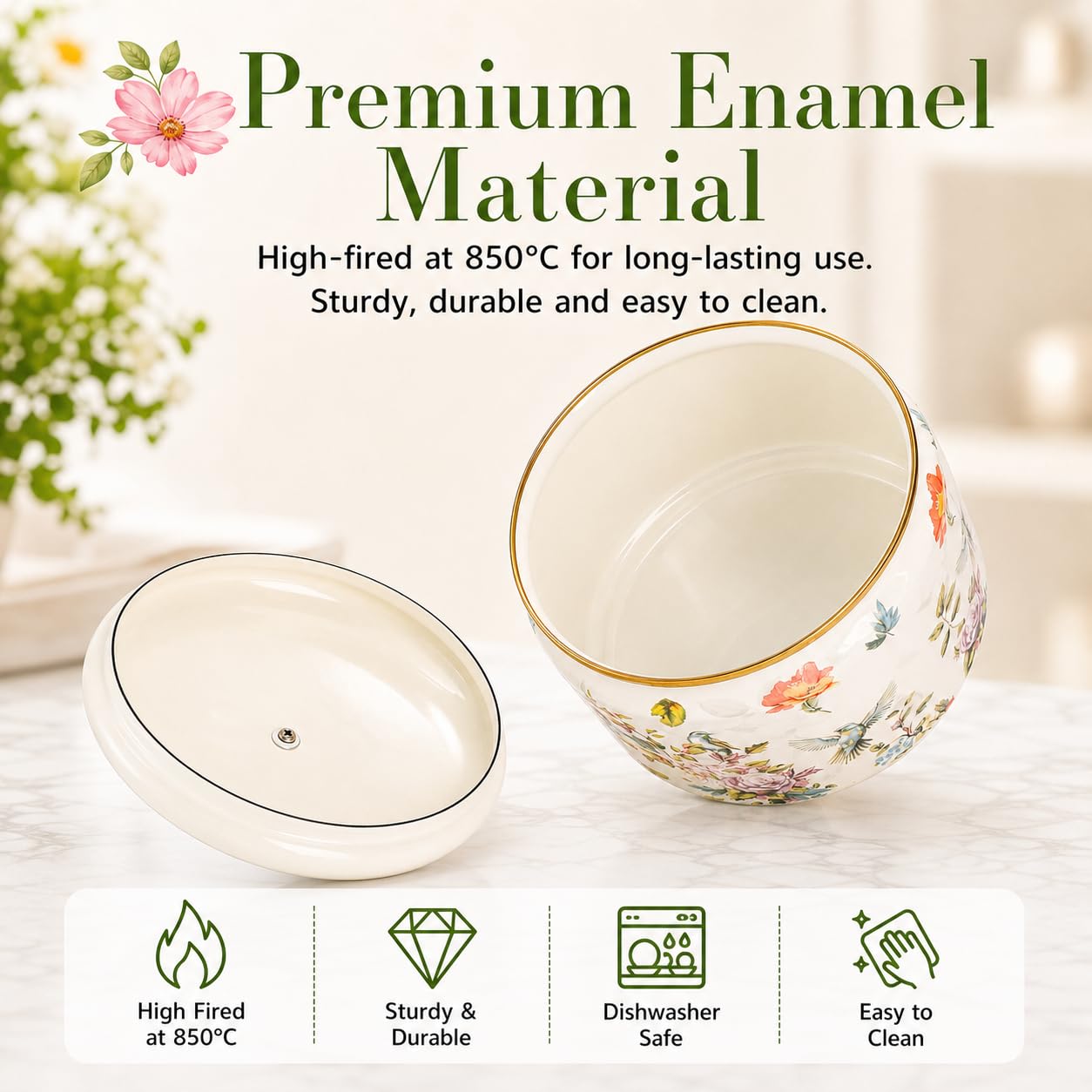 Amazon.com: Elsjoy 81 oz (2.4 L) Vintage Enamel Canister with Lid