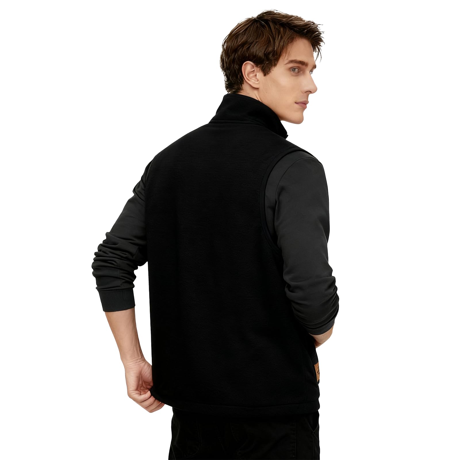 Chaleco de forro polar para hombre con forro de felpa, cálido chaleco de entretiempo para otoño e invierno, chaqueta de forro polar sin mangas con bolsillos con cremallera, exterior para