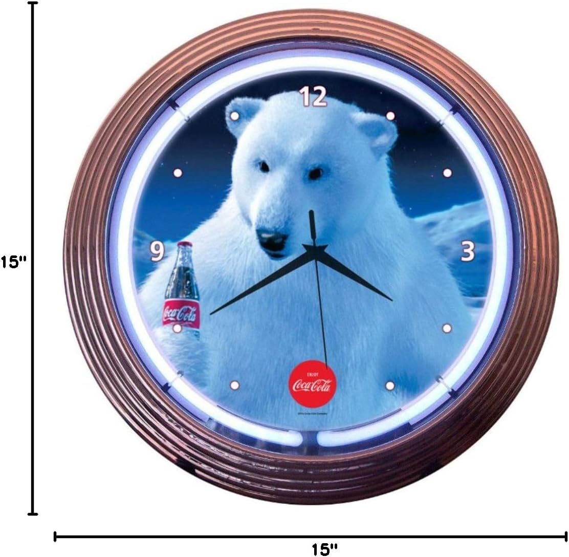 Neonetics Drinks Coca Cola Polar Bear Neon Wall Clock, 15-Inch