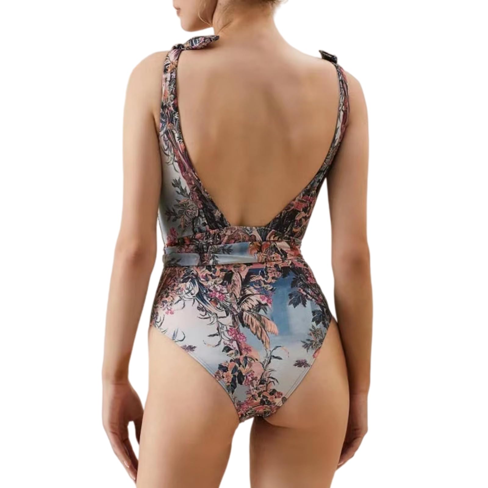Bikini Mujeres Vintage Impresión Conjunto con Falda De Playa, Traje Baño Dos Piezas, para La Piscina Vacaciones En Playa-1 Set-m