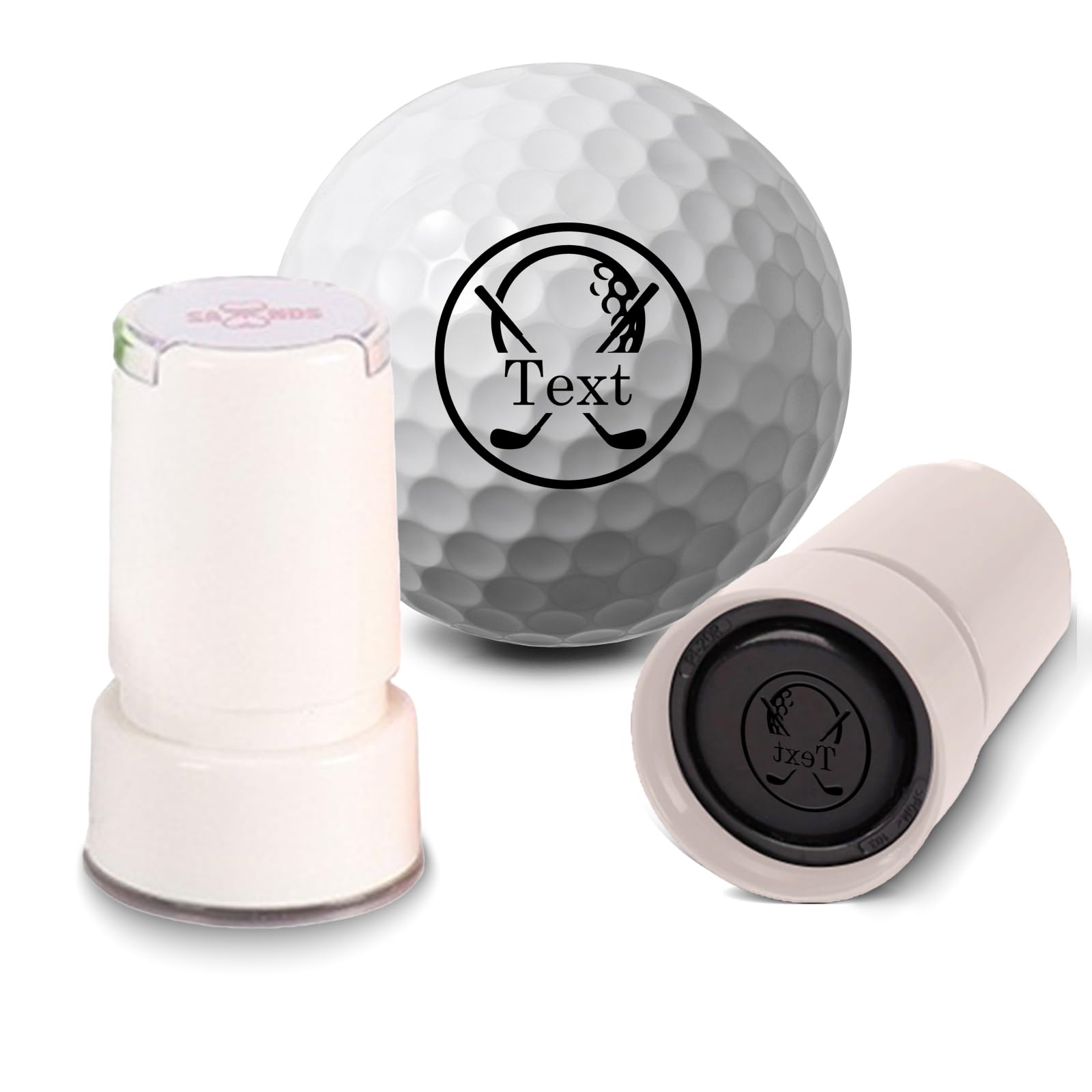 Personalised Golf Ball Stamp with Customized Text and Optional Patterns, Golf Ball Markers with A bottle of Waterproof Ink (White) — image 1