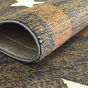 Rustic Lodge, Texas Star Area Rug, 5'3" W x 7'3" L Oval, Black 3683 Rustic Lodge Texas Star Area Rug 53 W x 73 L Oval Black 3683