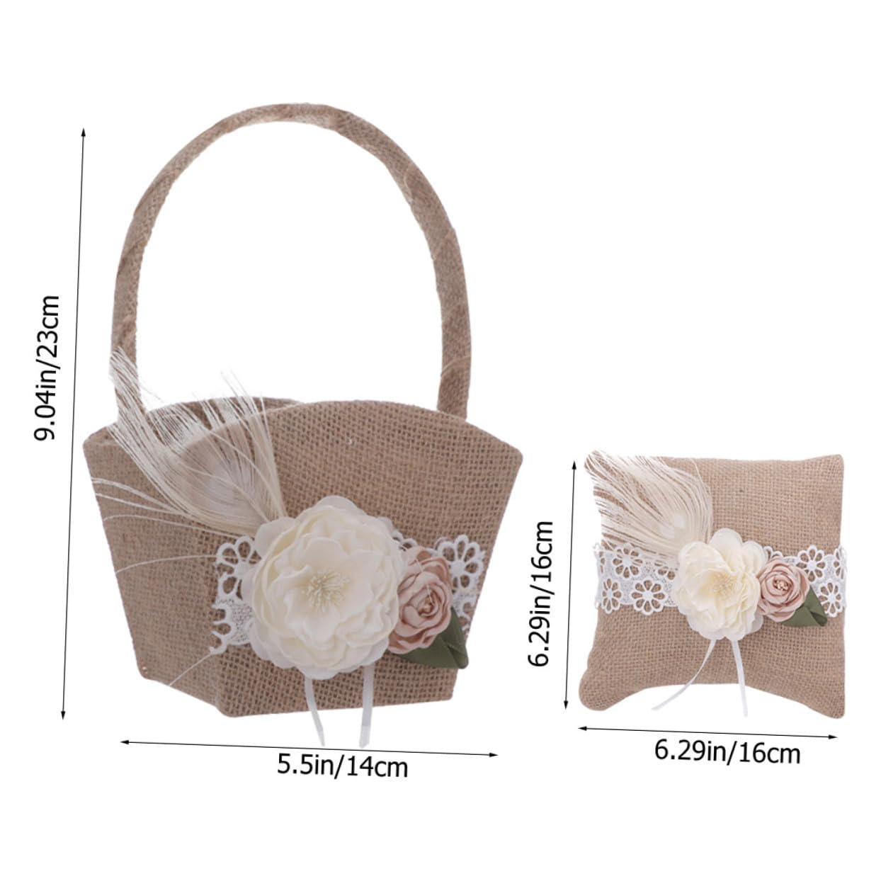 1Satz Hochzeitsblumenkorb und Ringkissen Set für Blumenmädchen Dekorative Ringkissen und Blumenkörbe aus Hochwertigem Material Romantische Hochzeit Dekoration für Trauung und Verlobung