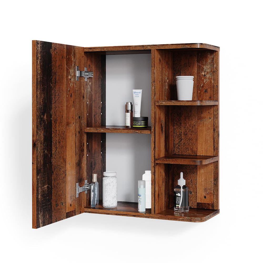 Vicco Mobile bagno Fynn, Rovere rustico, 47.2 x 59.2 cm, per montaggio a parete con ripiani aperti
