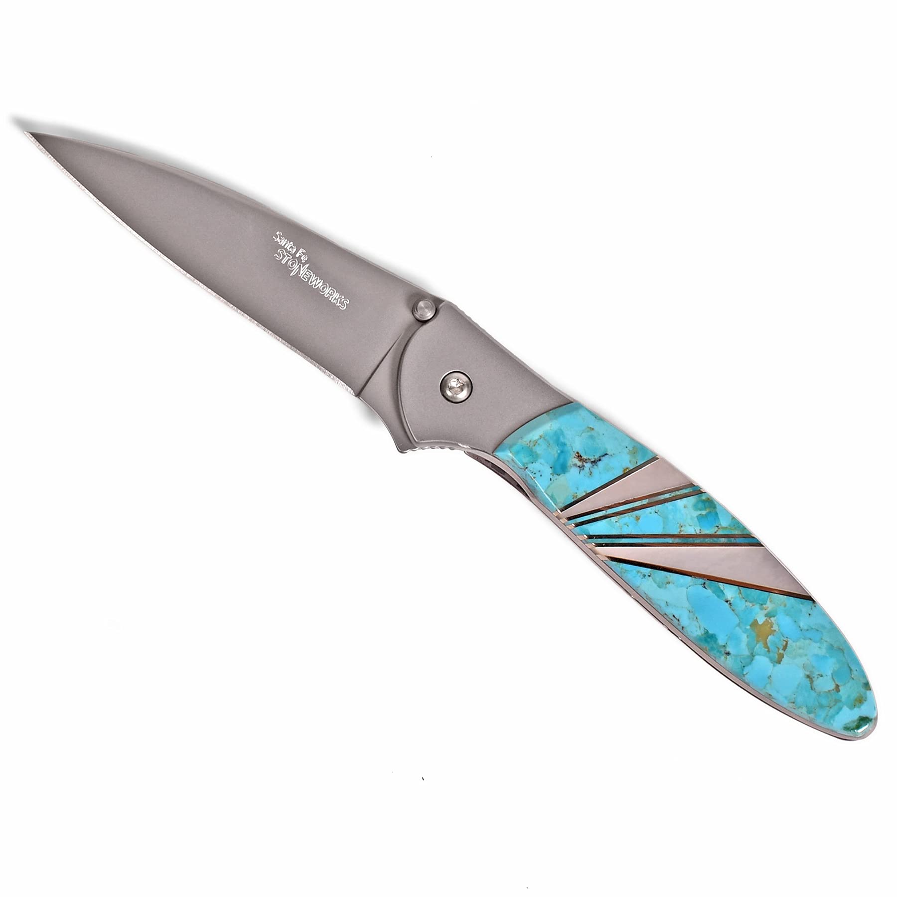 Santa Fe Stoneworks Kershaw Leek Ken Onion 3-inch Pocketknife, Turquoise/Mother of Pearl