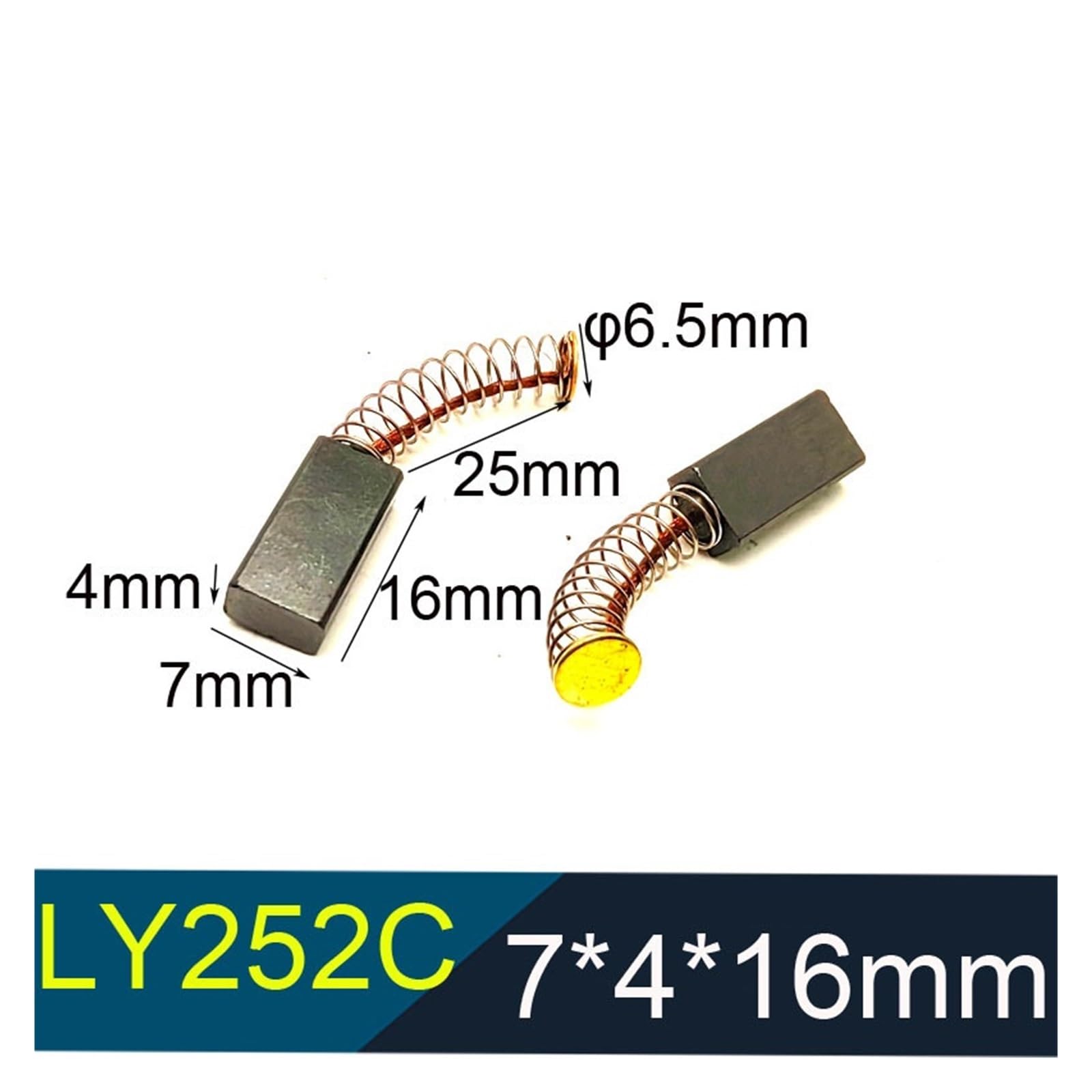 2 szt. szczotki węglowe do szlifierki, elektryczna szlifierka kątowa, szczotka sprężynowa 7 x 5 x 16 mm, 7 x 4 x 16 mm, 7 x 6 x 19 mm, 7 x 5,5 x 19 mm (7 x 4 x 16 mm)
