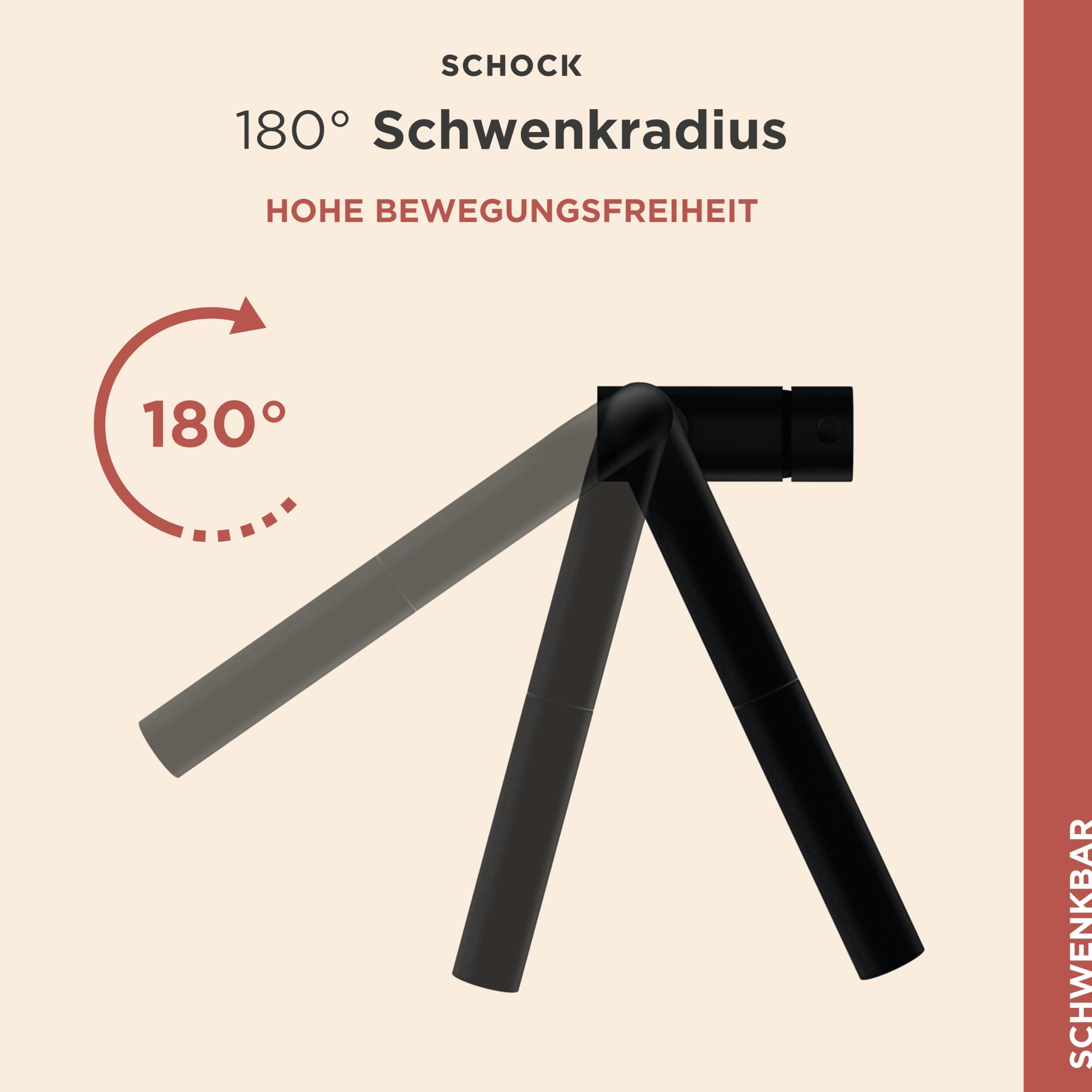 SCHOCK® Küchenarmatur EPOS Puro I schwarze Hochdruck Armatur mit ausziehbarer Schlauchbrause I 360° drehbar I Spültischarmatur für Küchenspüle I modernes Design I Einhebelmischer gebürstet