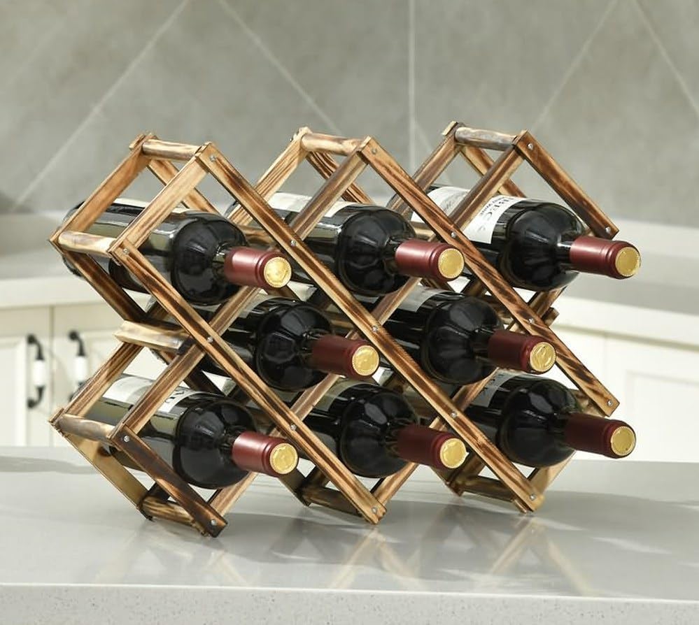 Freestanding Stackable Wine Rack Organizer for Countertop and Cabinets with Foldable Design and Scratch-Resistant Protector - Image 4