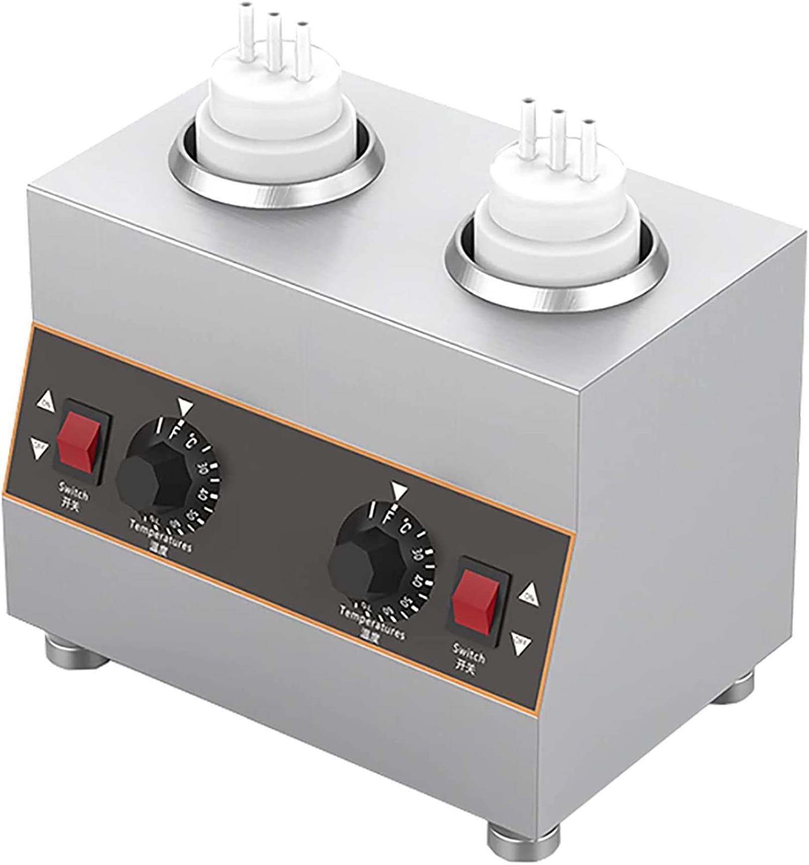 AYCDL Electric Sauce Warmer, Multifunction Commercial Jam Heat Preserving Machine, Butter Cheese Chocolate Fondue Heater with Sauce Bottles, for Catering and Restaurant,2,2