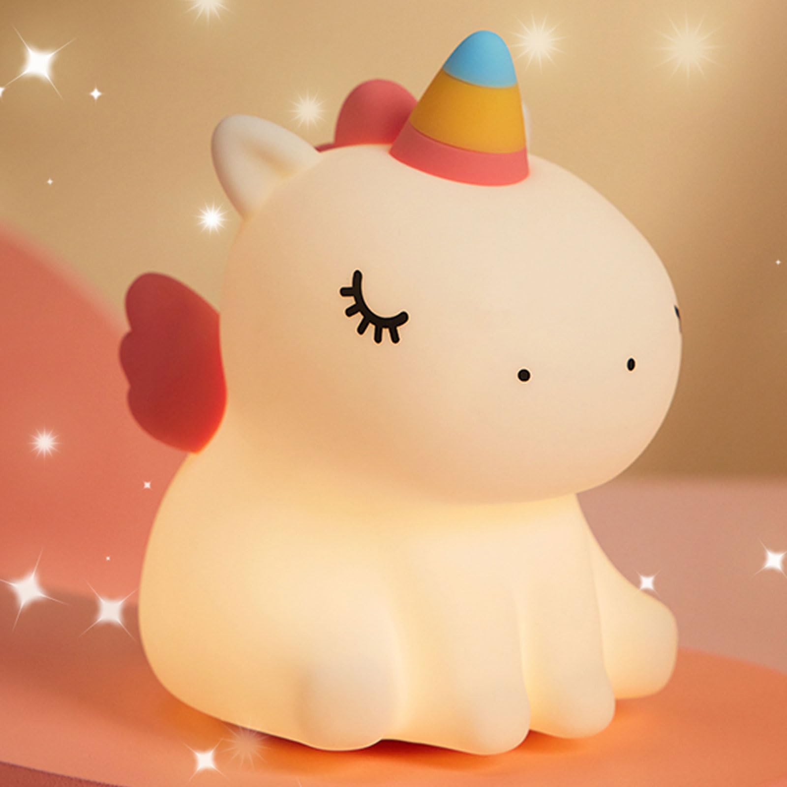 AmmToo Nachtlicht Kinder, Unicorn Nachtlicht Baby Stilllicht, Nachttischlampe Kinder, Einhorn Geschenke FüR Mädchen, Babyzimmer Kawaii Deko,Baby Geschenk Mädchen 3-16 Jahre