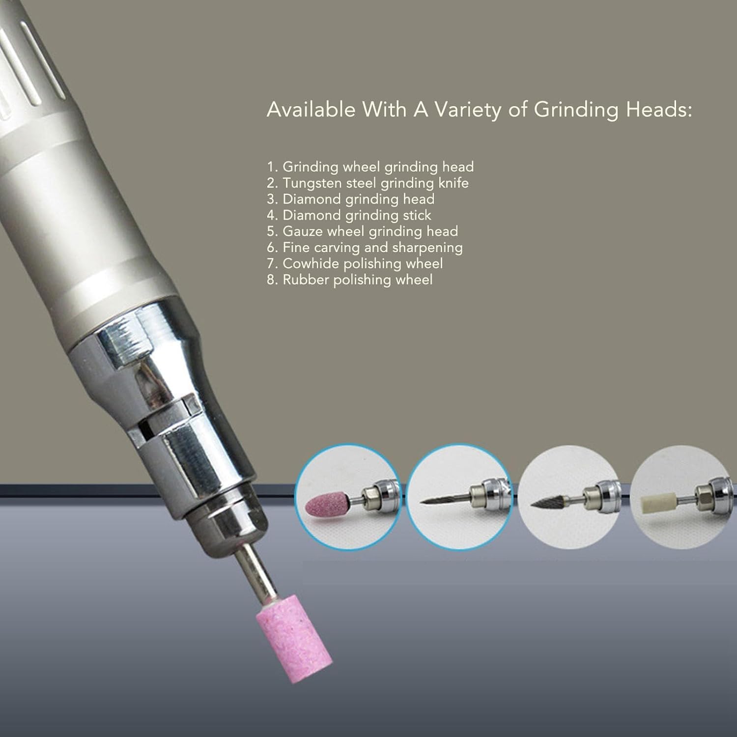 Mini Smerigliatrice Pneumatica, 70000rpm Micro Smerigliatrice Ad Aria Stile Matita, 3mm 1/8" Air-Powered Smerigliatrices Stile Penna Rettificatrice Pneumatica Dritta Per Lucidatura, Incisione
