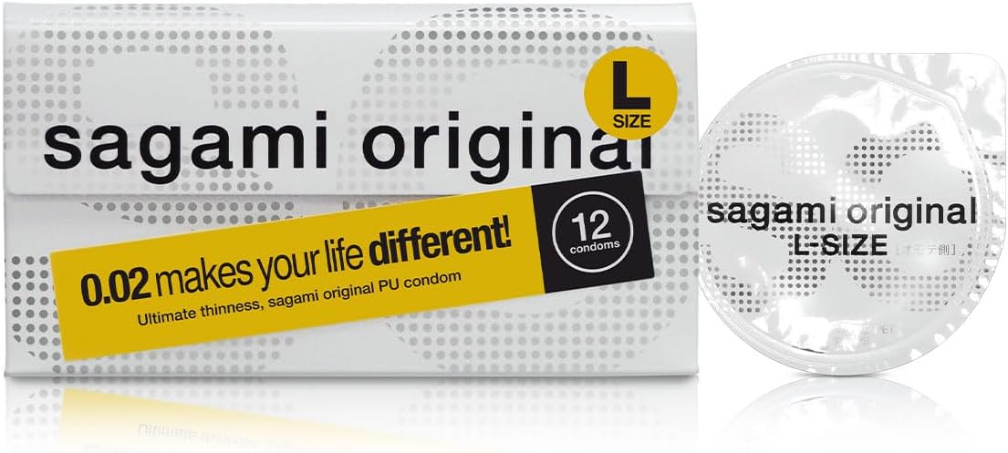 Sagami Original 0.02 L-Size | Super Thin | Super Strong | Non Latex PU Condoms (12 Count)