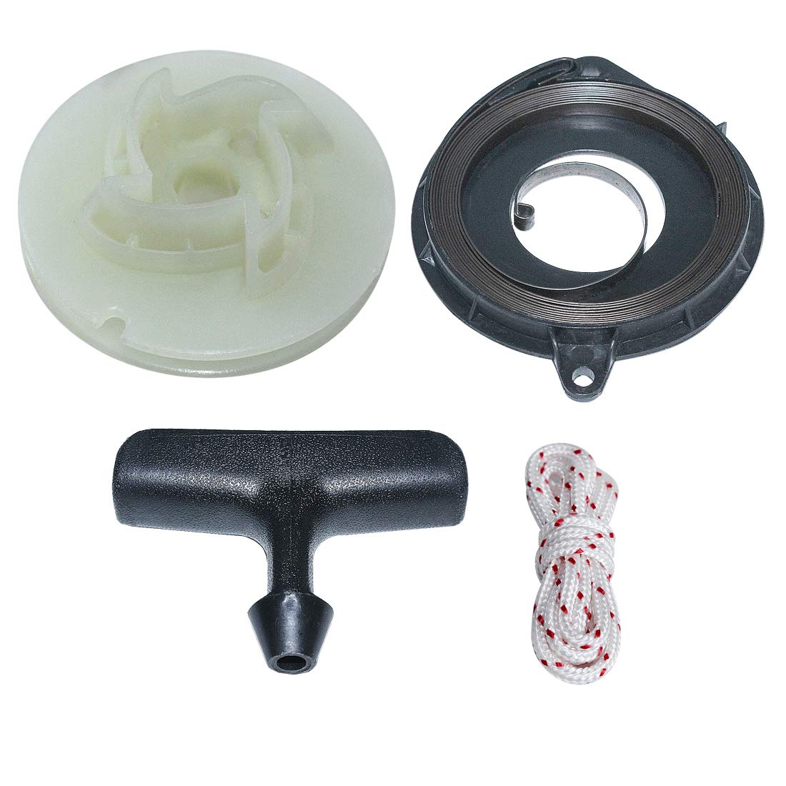 Kit de cuerda de agarre de resorte de polea de arranque de retroceso para Husqvarna 445 450 460 motosierra reemplazar 537092501 3
