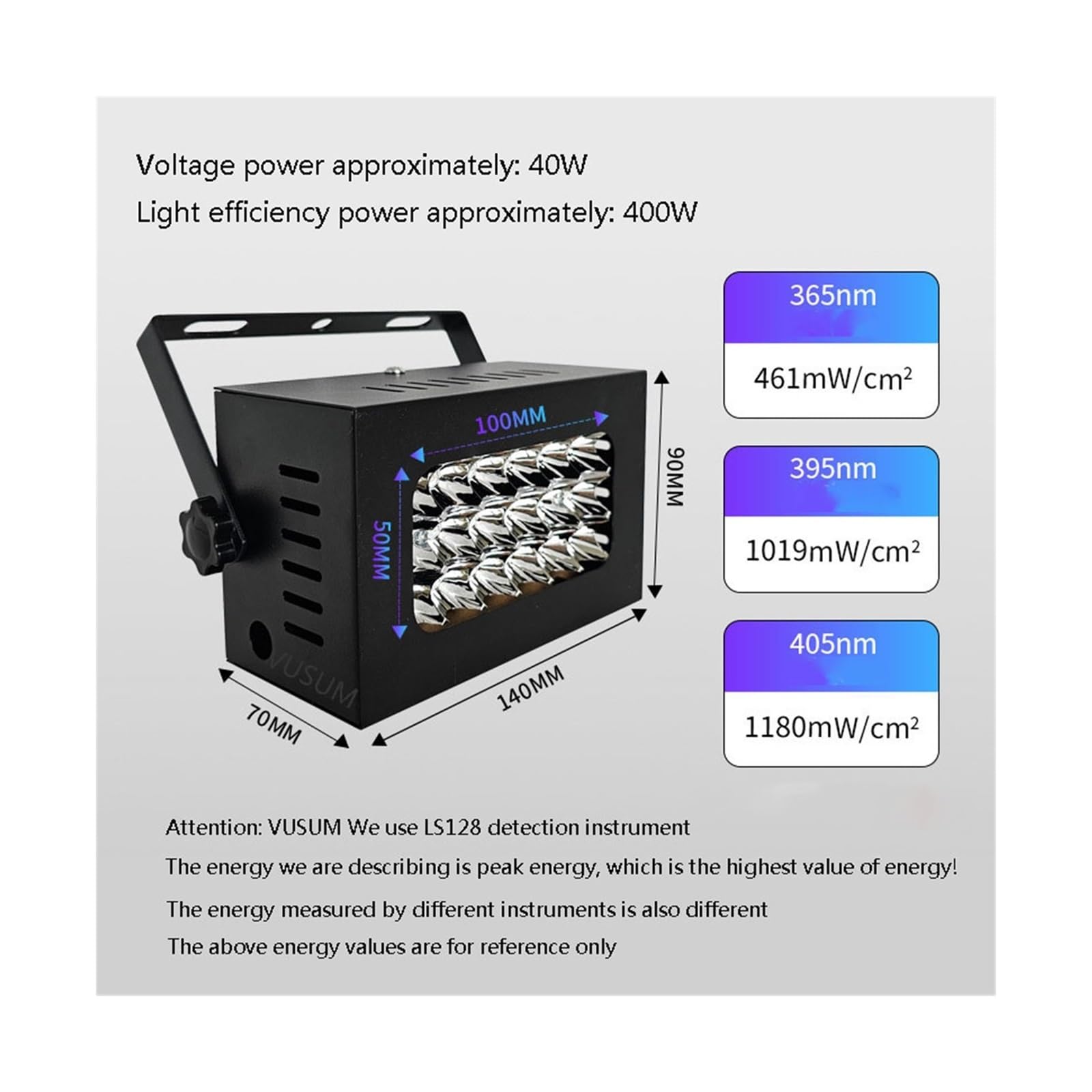 lámpara de curado UV, Foco Refrigerado Por Aire, Luz Púrpura, 365nm, 405nm, 395nm, Detección Fluorescente, Pegamento Sin Sombras, Lámpara De Curado UV Resina Aceite Verde(395nm,400W)