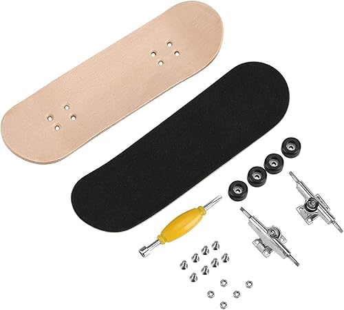 Miniatura 1 de Mini patinetas de dedo, patineta de dedo de madera, juego profesional de patinaje para dedos, diapasón de cubierta para niños (negro)