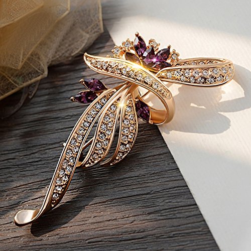 Merdia Fancy Vintage Style Brooches Pin Created Crystals Brooch For Women With Purple Created Crystal #TOP1