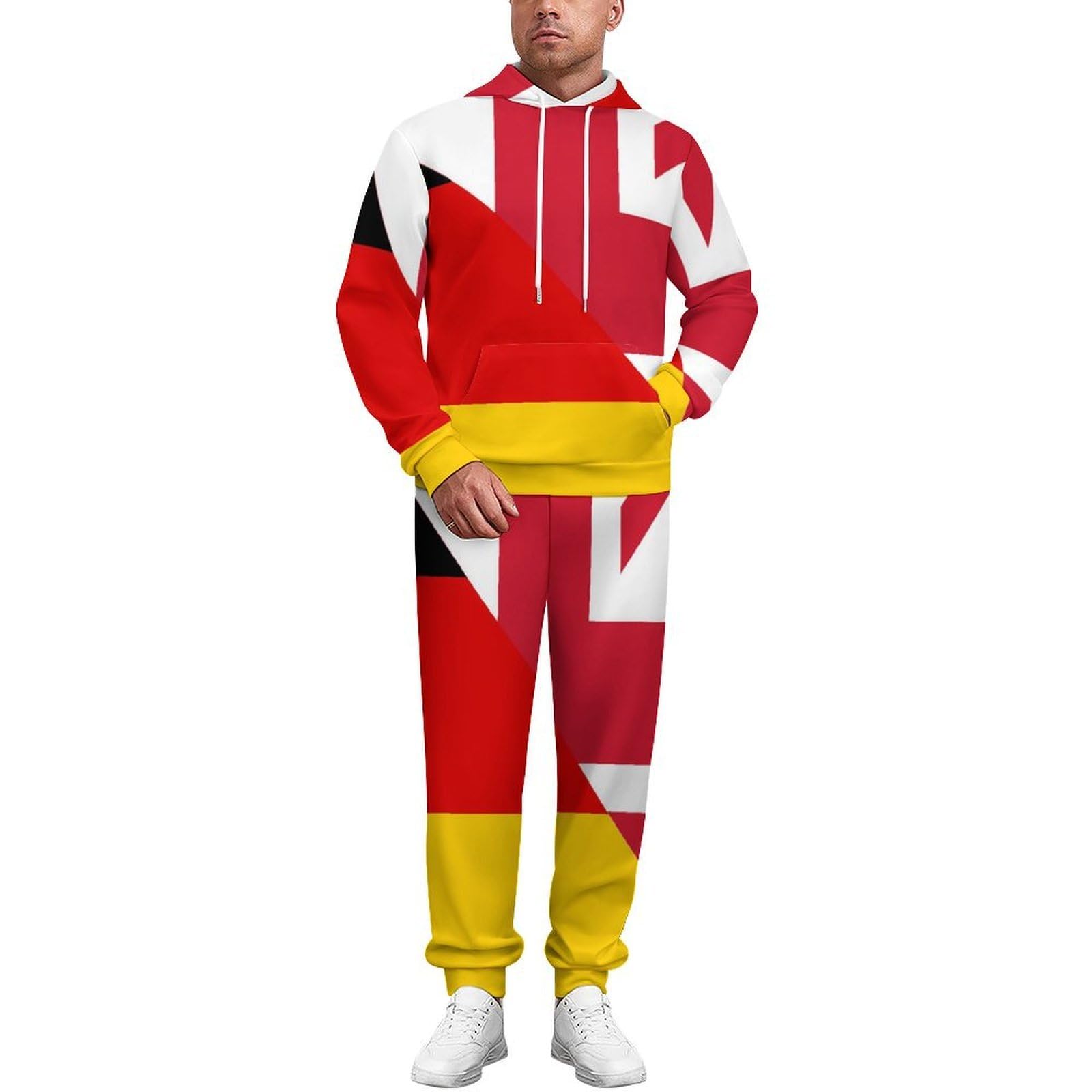 Birtish E Germania Bandiera Tute per gli Uomini Manica Lunga Felpa Con Cappuccio E Pantaloni Della Tuta Joggers Set Moda Tute