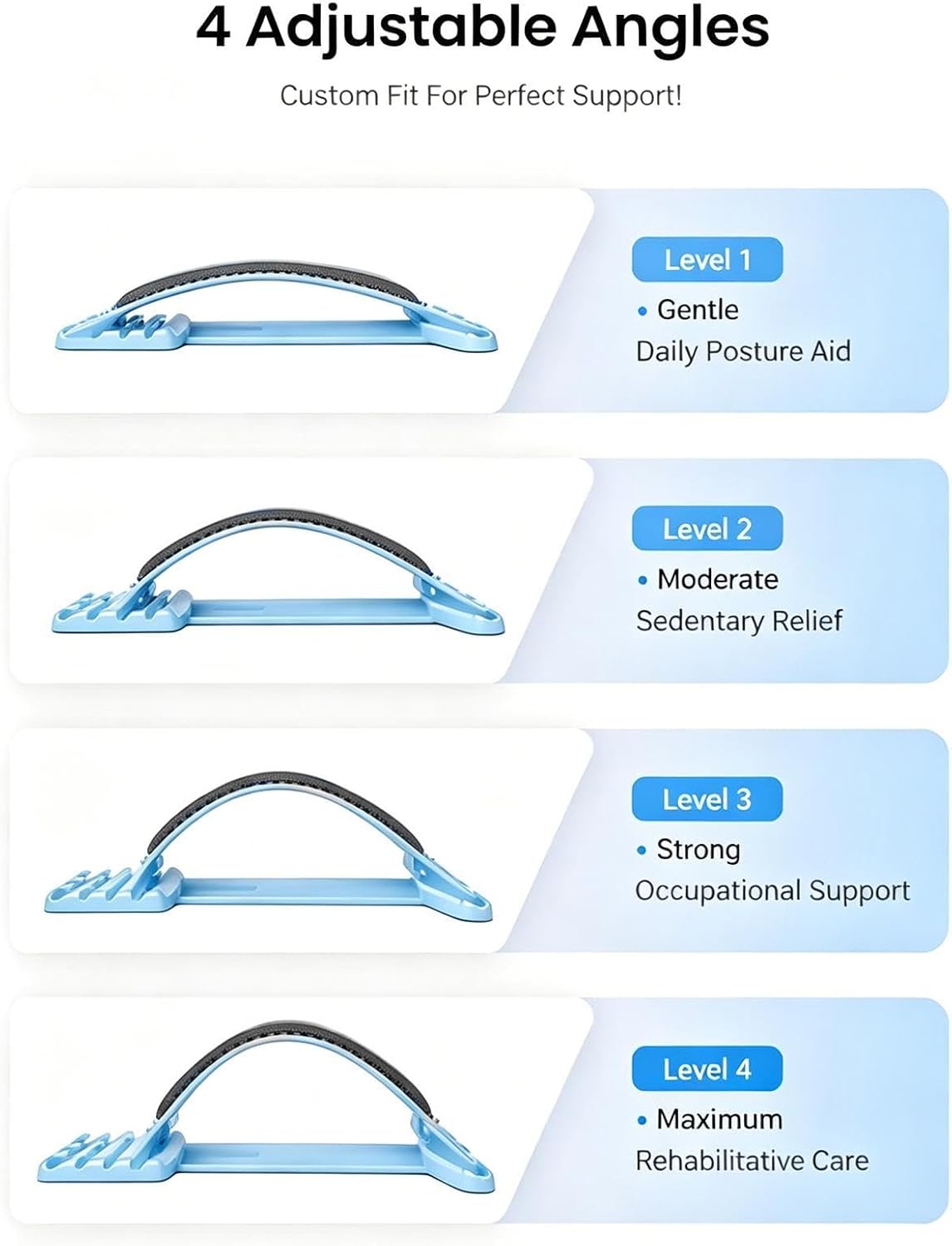 Back Stretcher Board, 3-уровневая регулируемая переносная подушка, устройство для поясницы | 1-компонентный Back Stretcher с 3-уровневой регулируемой переносной подушкой для шеи, плеч и мышц