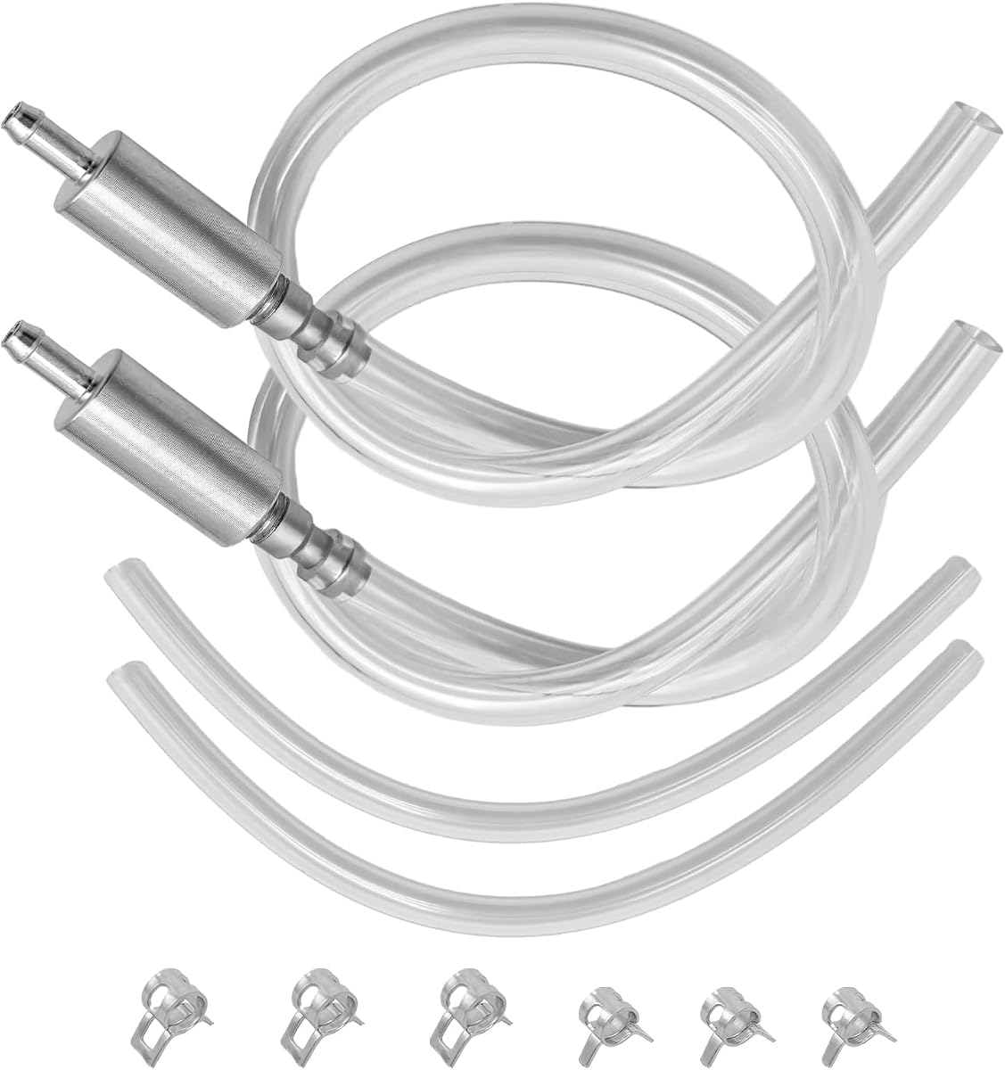 Sun Walker 2 PCS Brake Bleeder Hose, Hydraulic Brake Bleeder One Way Check Valve with Soft Tube & Clamp, Anti-Backflow Motorcycle Clutch Fluid Bleeding Hose Replacement Kit