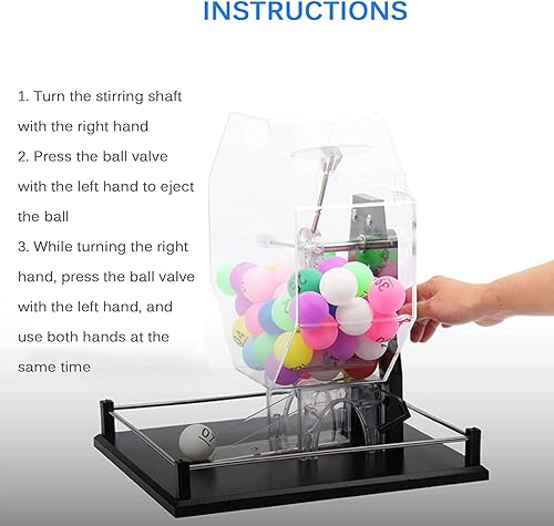 Miniatura 6 de Juego de bingo profesional selector manual de lotería incluye jaula de bingo acrílica bolas de bingo estilo ping pong de 16 pulgadas 50 piezas ideal