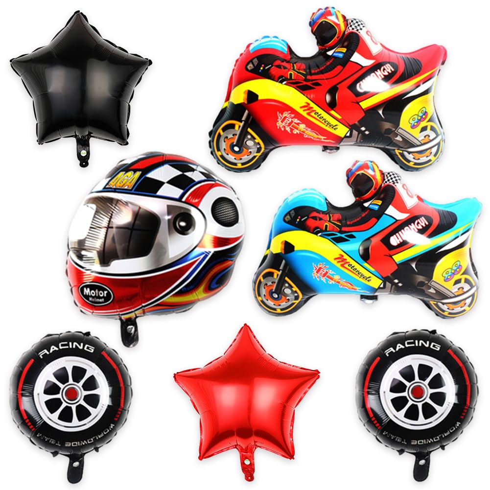 7PCS Motorcycle Balloons Racing Balloons 7PCS Racing Balloons for Birthday Car Racing Car Party Decorations for Car Party Supplies for Car Theme Party Supplies