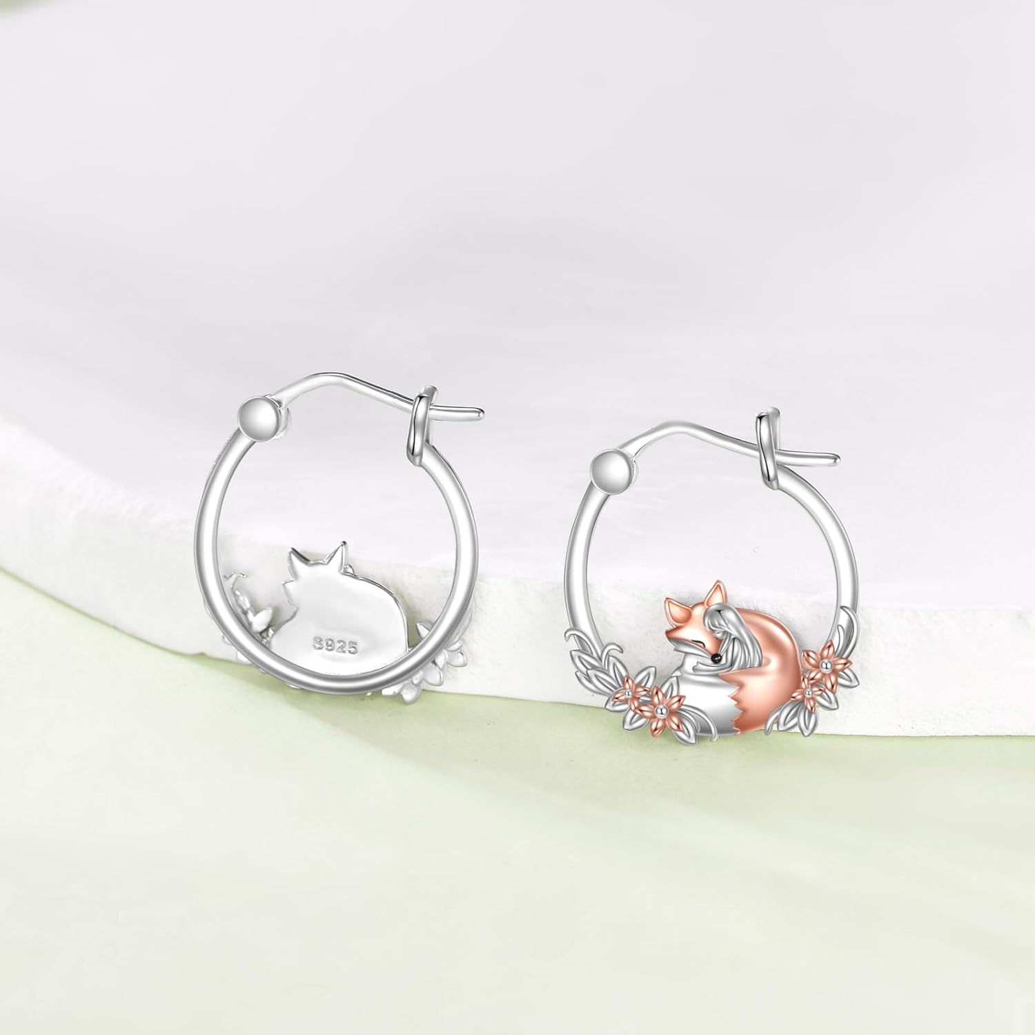 Rabbit/Dragonfly/Penguin/Cat/Bee/Owl/Fox Earrings for Women Sterling Silver Animal Jewelry Hoop Earrings Gifts for Women