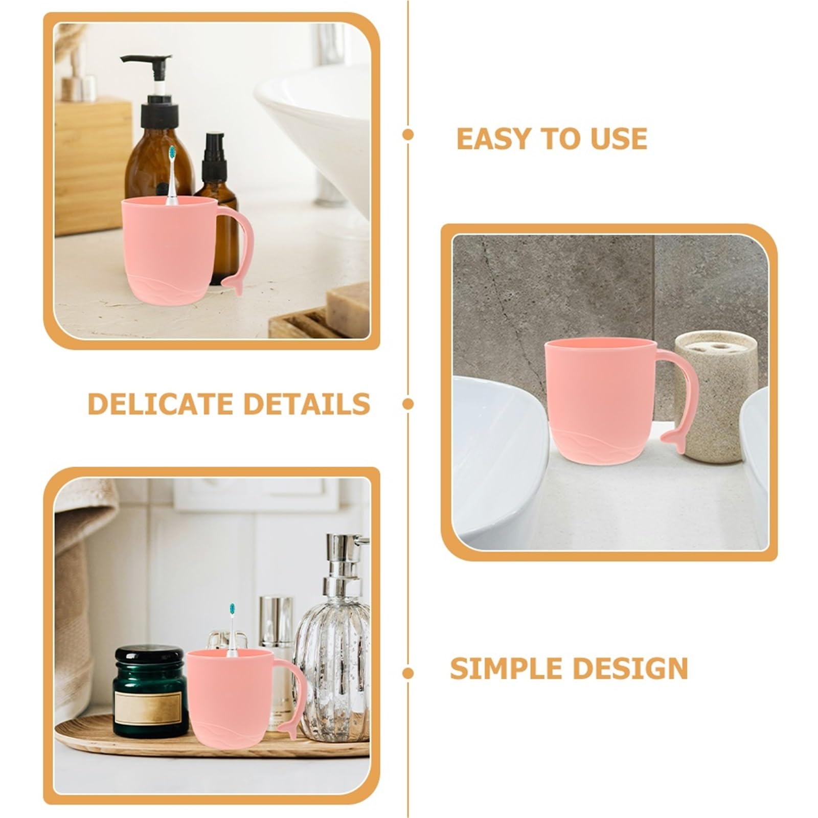 3 Tazze for collutorio, for spazzolino in plastica con Manico per Spazzolini e Dentifrici | Bicchiere da bagno rotondo leggero for riporre la tazza di lavaggio a casa in viaggio