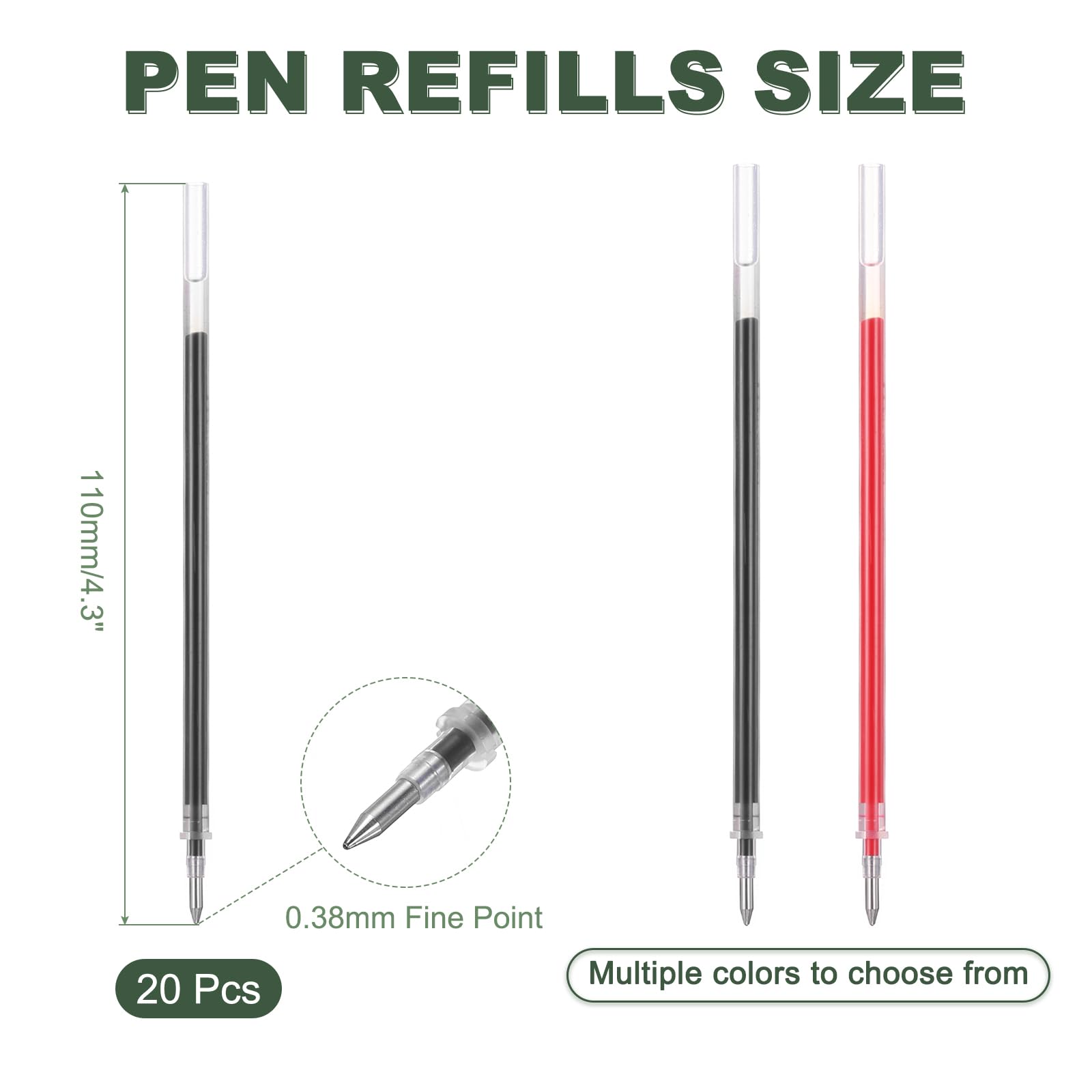 M&G Gel Pen Refills 0.38mm Fine Point, 20 Pack Black Ink, Office Study Classroom Supplies, 4.3" - Image 2