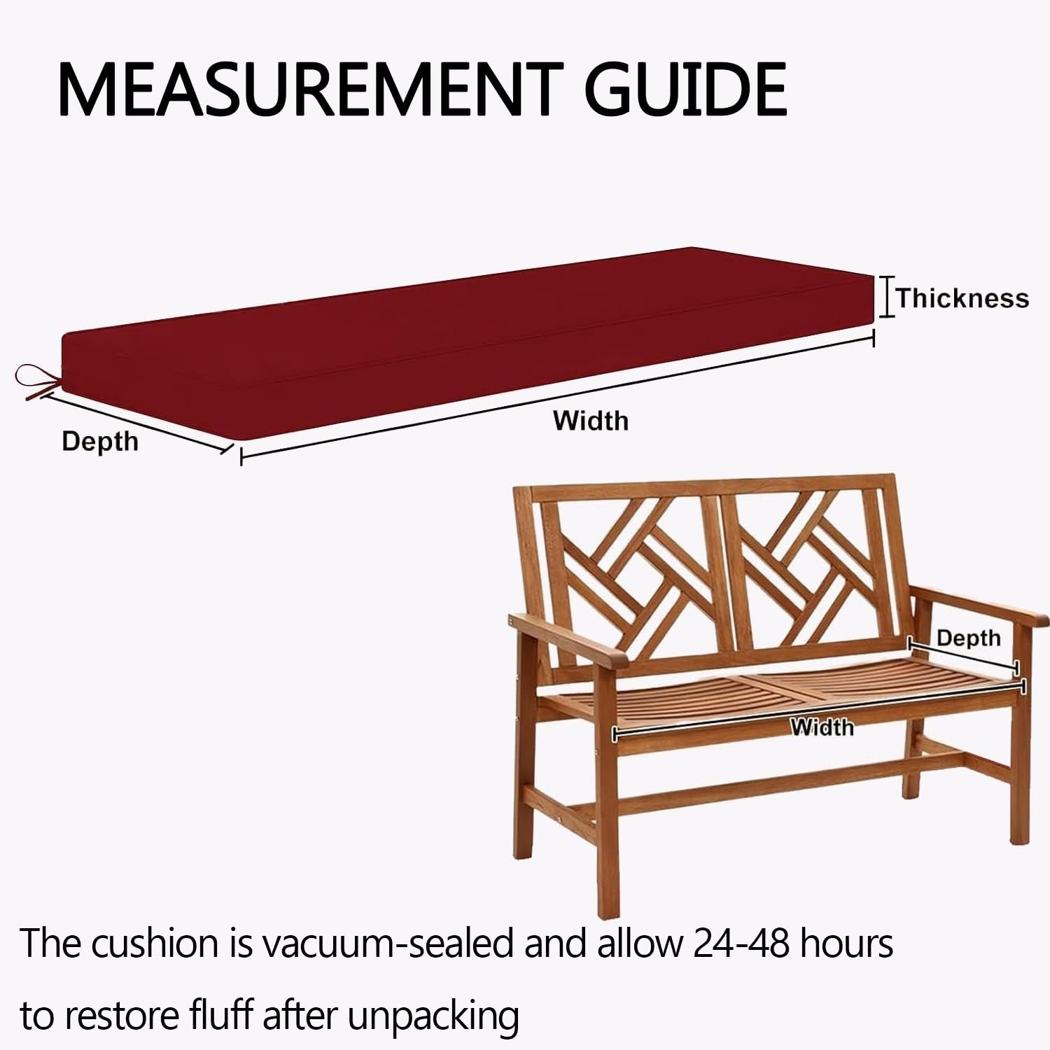 Fodera impermeabile antiscivolo per panca con bordo, 1 pezzo, per esterni/interni, patio, 124,5 x 61 x 10,2 cm, ideale per cuscini da seduta, lacci inclusi