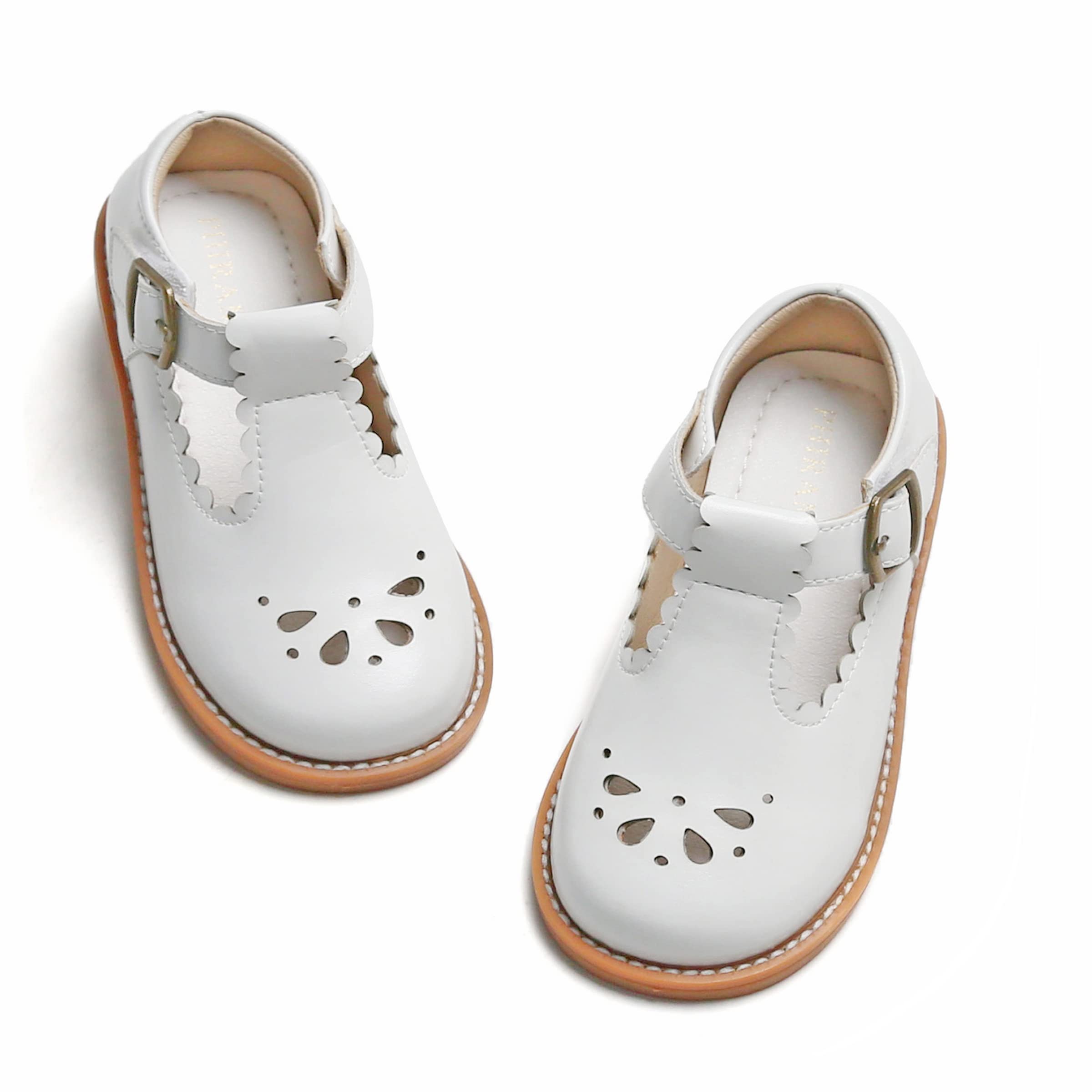 PHIRAMIN Toddler Flower Girl Dress Shoes - Little Girl Mary Janes Flats Wedding