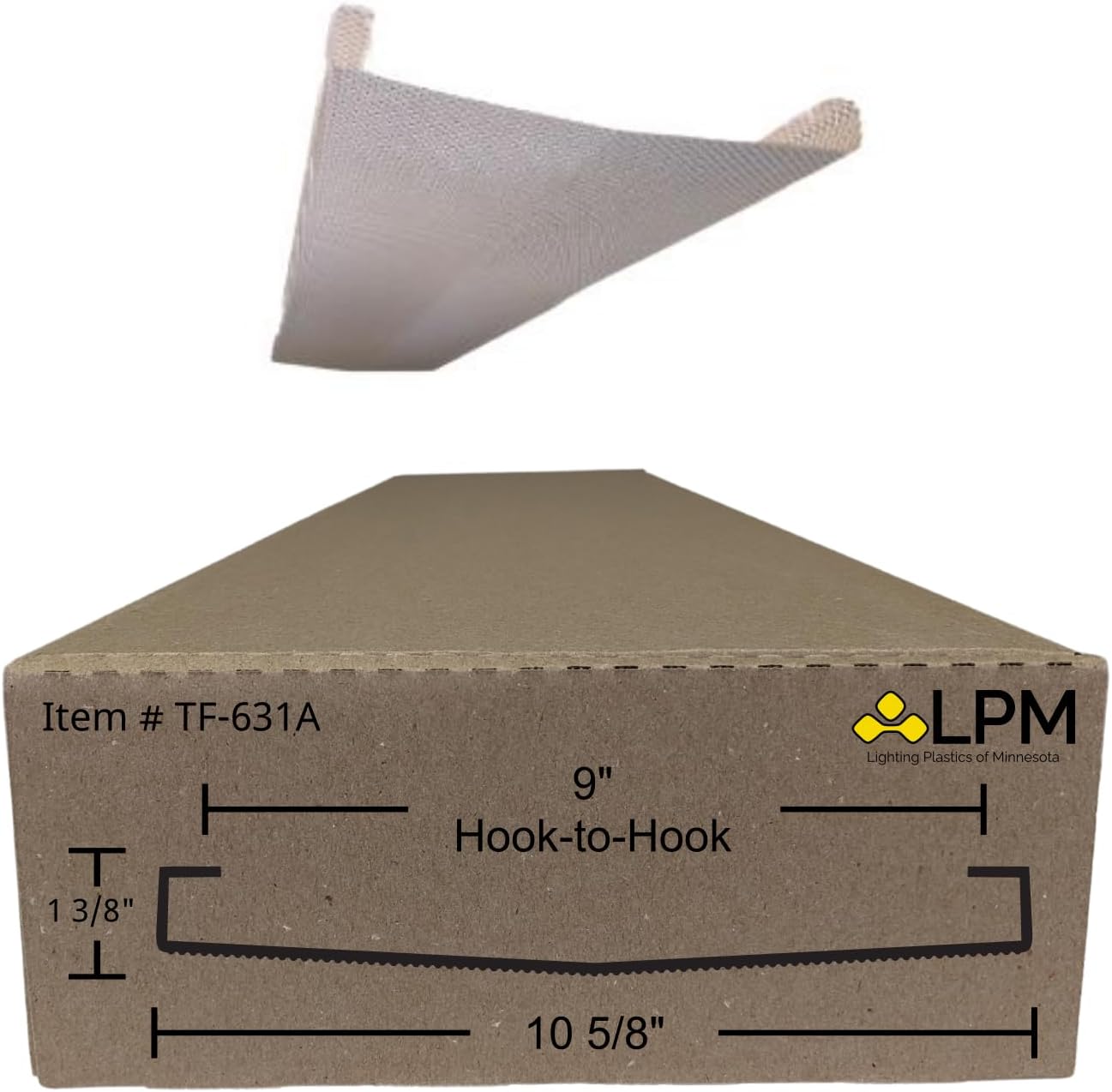 4ft Wrap Around Light Cover Diffuser 10 5/8"" W x 1 3/8"" H x 47 13/16″ L (Between Hook = 9"") (TF-631A), Clear Prismatic
