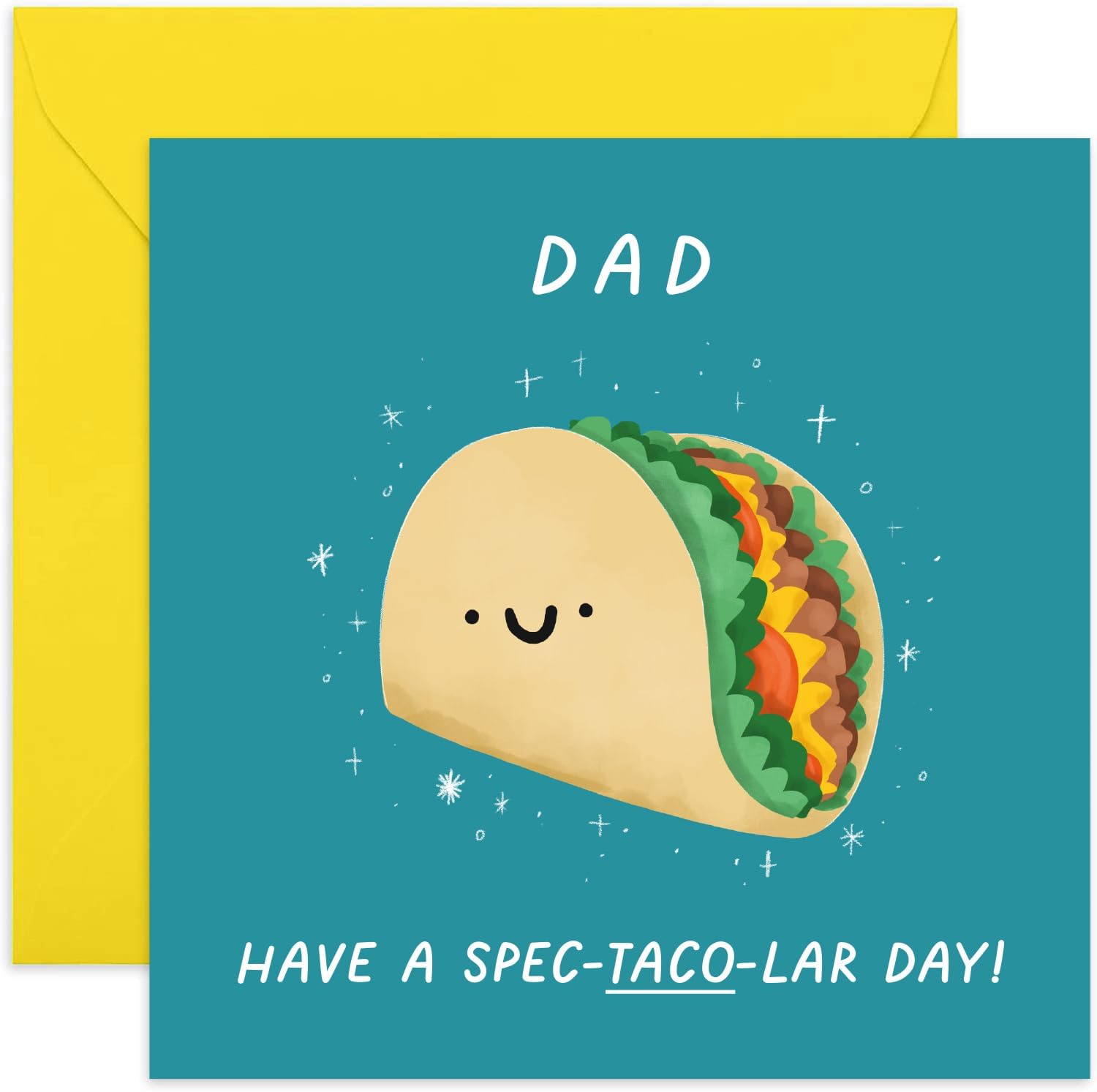 Old English Co. Funny Birthday Card for Dad - 'Spec-Taco-lar' Birthday Card for Him - Hilarious Card for Dad - 40th, 50th, 60th, 70th - Well Done Card | Blank Inside Envelope