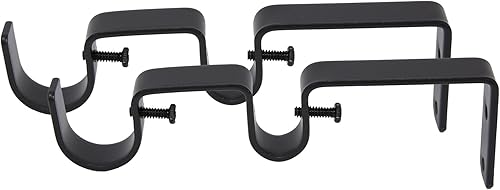 Miniatura 2 de Meriville Soporte doble para barra de cortina, diseñado para barra delantera de 1 pulgada y barra trasera de 58 pulgadas, barra de cortina doble,