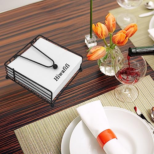 Napkin Holder for Table, Flat Napkin Dispenser with Weighted Arm, Square Cocktail Paper Holder of Elegant Rustic Iron for Kitchen Dining Room Decor Restaurant Farmhouse Hotel Party, Black - Image 7