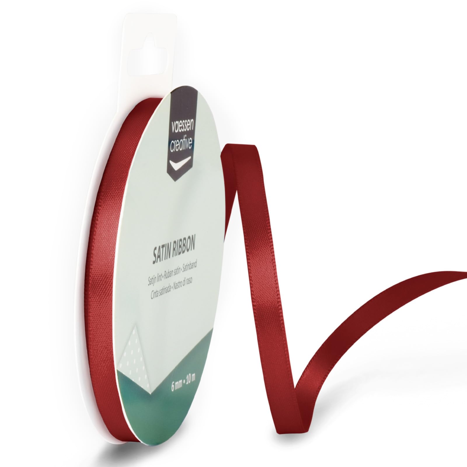 Vaessen Creative Satin Ribbon, Red, 6mm x 10m, Elegant Shine for Card Making, Scrapbooks, Gift Wrapping and Other Craft Projects, 301002-1009