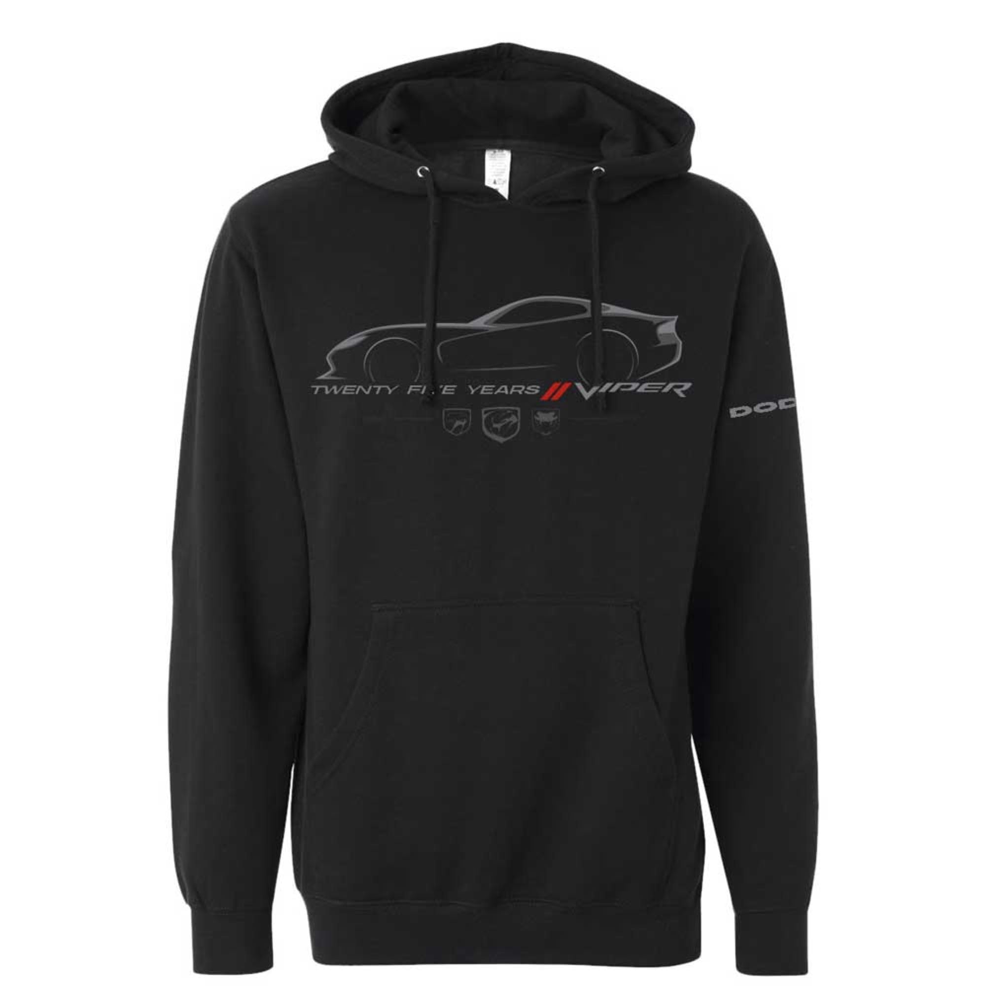 Detroit Shirt Company Men's Black Dodge Viper 25 Years Hoodie Hooded Sweatshirt By - 2X