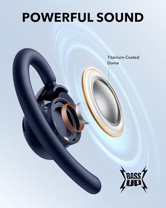 soundcore V20i by Anker Open-Ear Headphones, Adjustable Ear Hooks, Ultra-Comfort, Snug Fit, Powerful Sound, Clear Calls, IP55, LED Lights, 36H Playtime, Bluetooth 5.4 Earbuds, Multipoint Connection