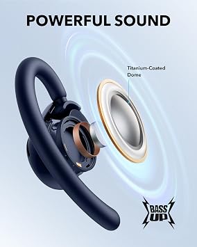 soundcore V20i by Anker Open-Ear Headphones, Adjustable Ear Hooks, Ultra-Comfort, Snug Fit, Powerful Sound, Clear Calls, IP55, LED Lights, 36H Playtime, Bluetooth 5.4 Earbuds, Multipoint Connection