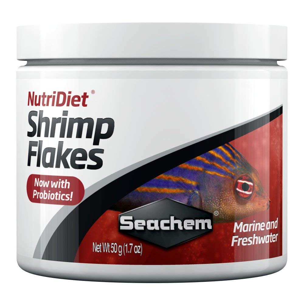 Seachem NutriDiet Shrimp Flakes - Probiotic Fish Food Formula with GarlicGuard 50g