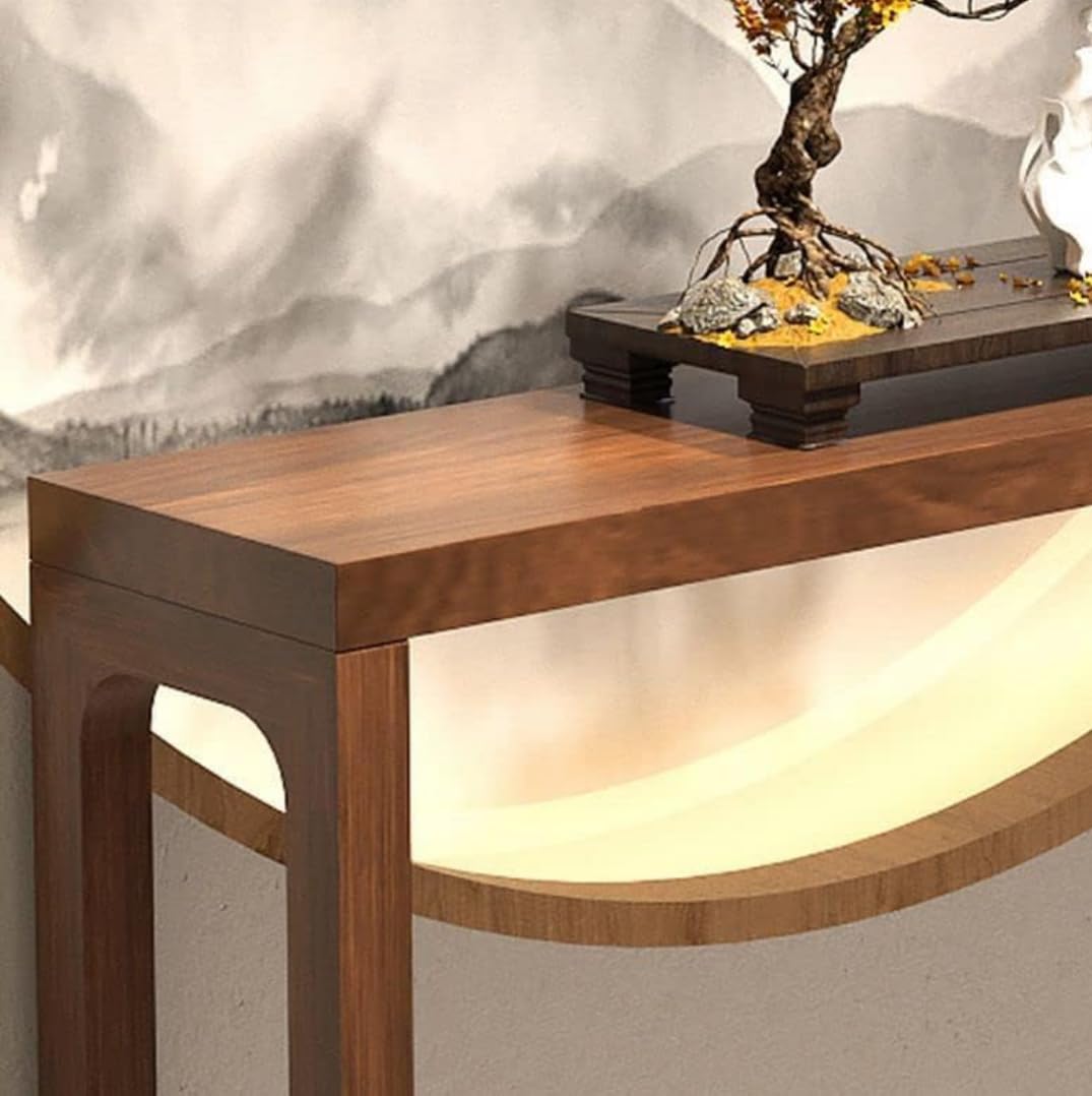 Jdav Modern Console Table, Solid Wood, 120 cm Length, 85 cm Height, Brown (100 * 30 * 85) 4