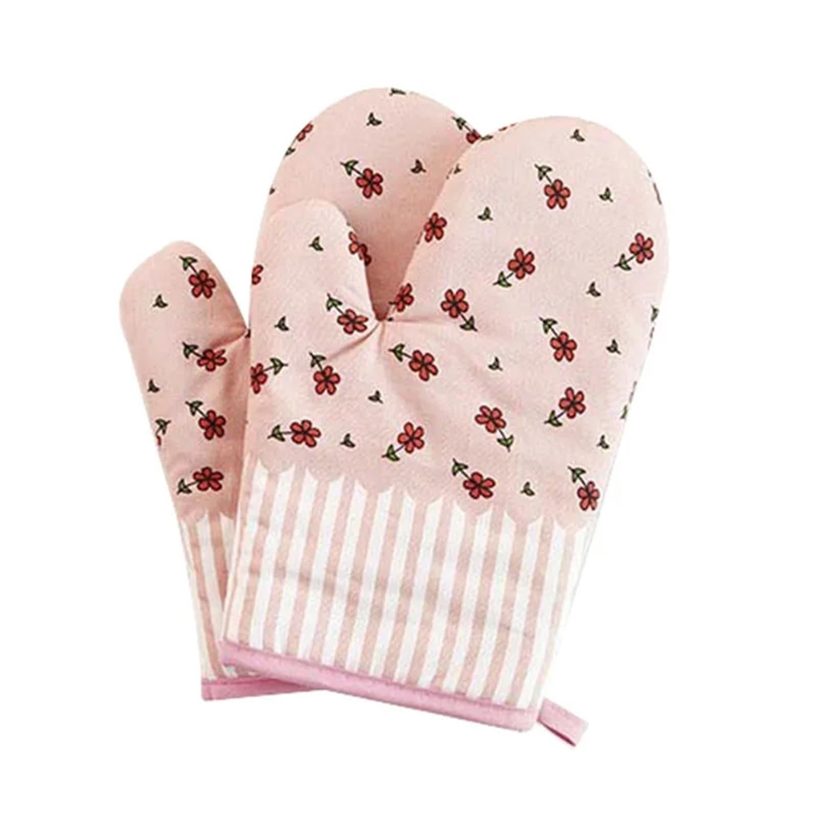 MRKU Guantes para Hornear, Guantes de Cocina, 1 Unidad, Estilo Pastoral, Gruesos, a Cuadros, Aislamiento para microondas, Utensilios de Cocina Calientes