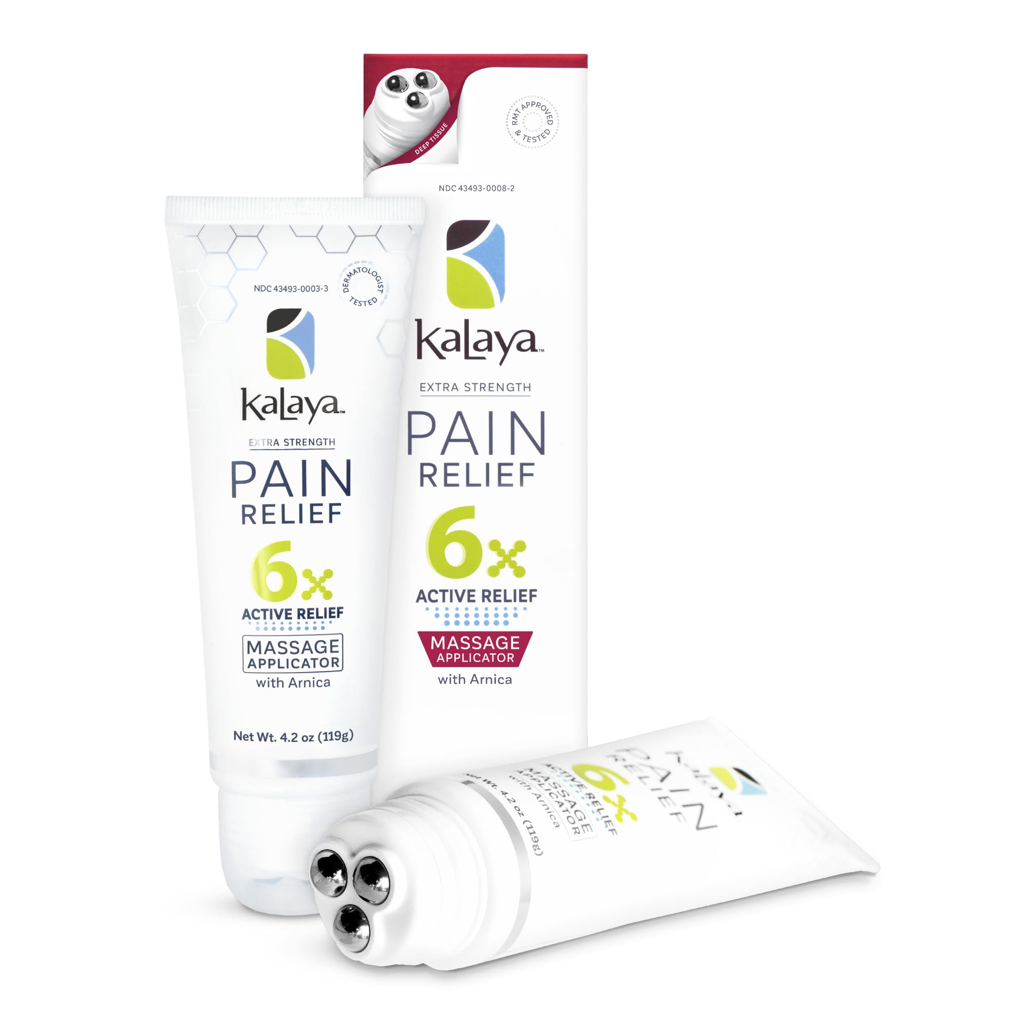 Kalaya Pain Relief Cream with Arnica – Fast-Acting Joint & Muscle Pain Relief – 6 Natural Ingredients – No-Mess Applicator – RMT-Inspired Design – Dermatologist Tested – 4.2 oz